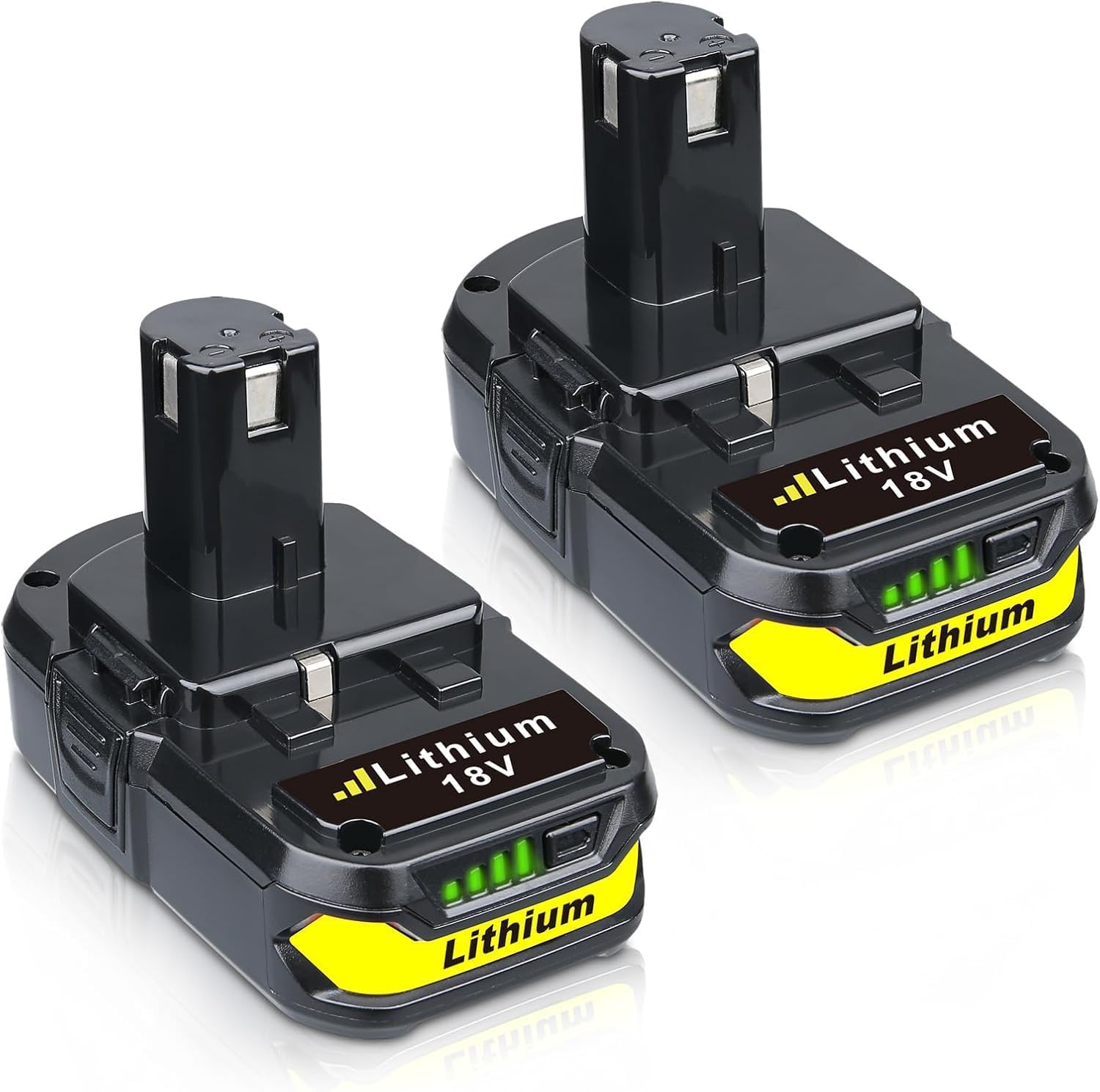 Totoplus Replacement for Ryobi 18V Battery: 18V 4.0Ah Lithium-ion Compatible with Ryobi P102 P103 P105 P107 P108 P109 P122 Cordless Power Tools 2 Pack