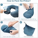 Keemall Inflatable Travel Neck Pillow for Airplane Train Car Washable Pillowcase U Shaped Office Napping Pillow