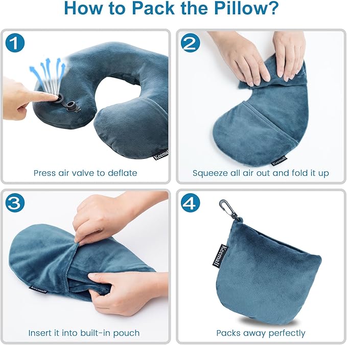 Almohada inflable de viaje mediana con funda lavable miniatura 8