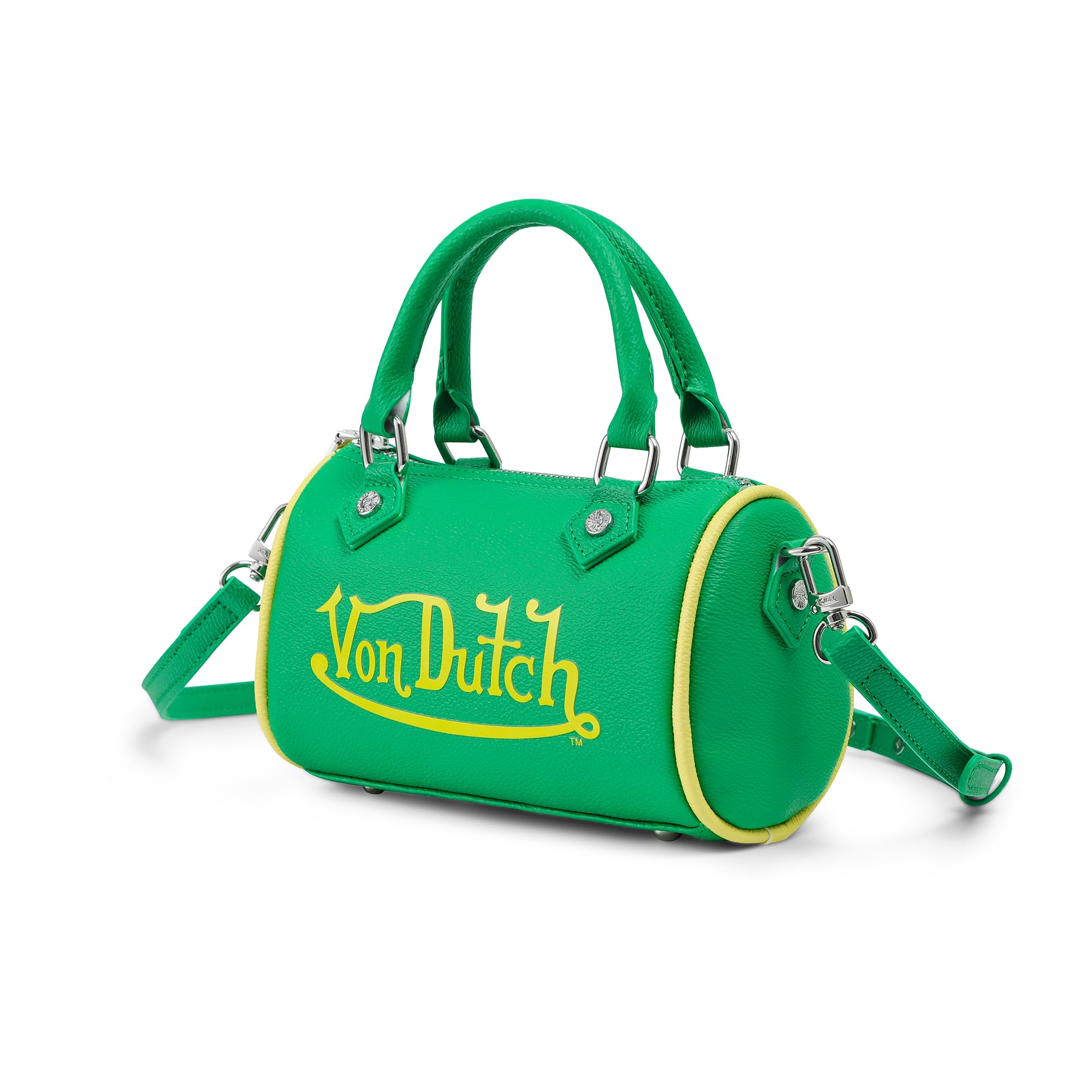 Top Handles & Branded Interior Pouch, Green and Yellow