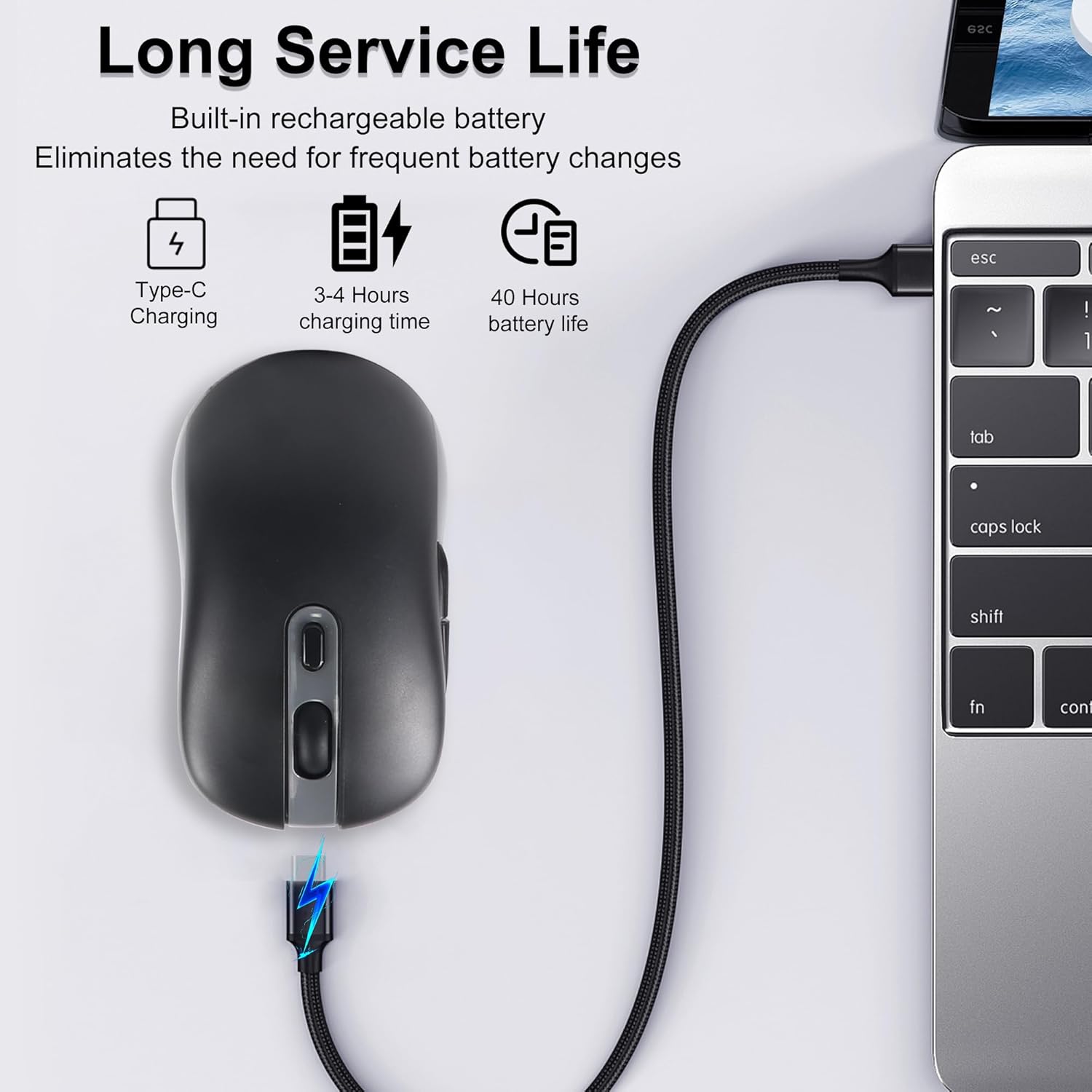 Image showing the mouse being charged via Type-C cable