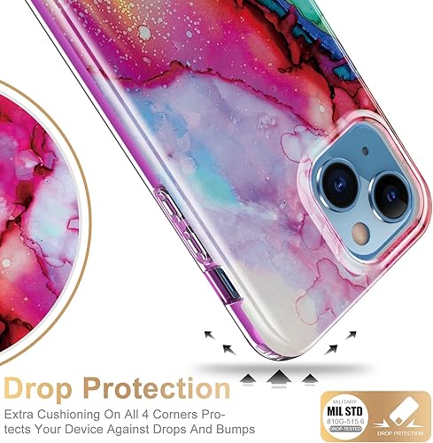 Miniatura 4 de ESDOT - Funda protectora para iPhone 13 6.1 pulgadas, con protector de pantalla integrado, protección de grado militar con diseños modernos para