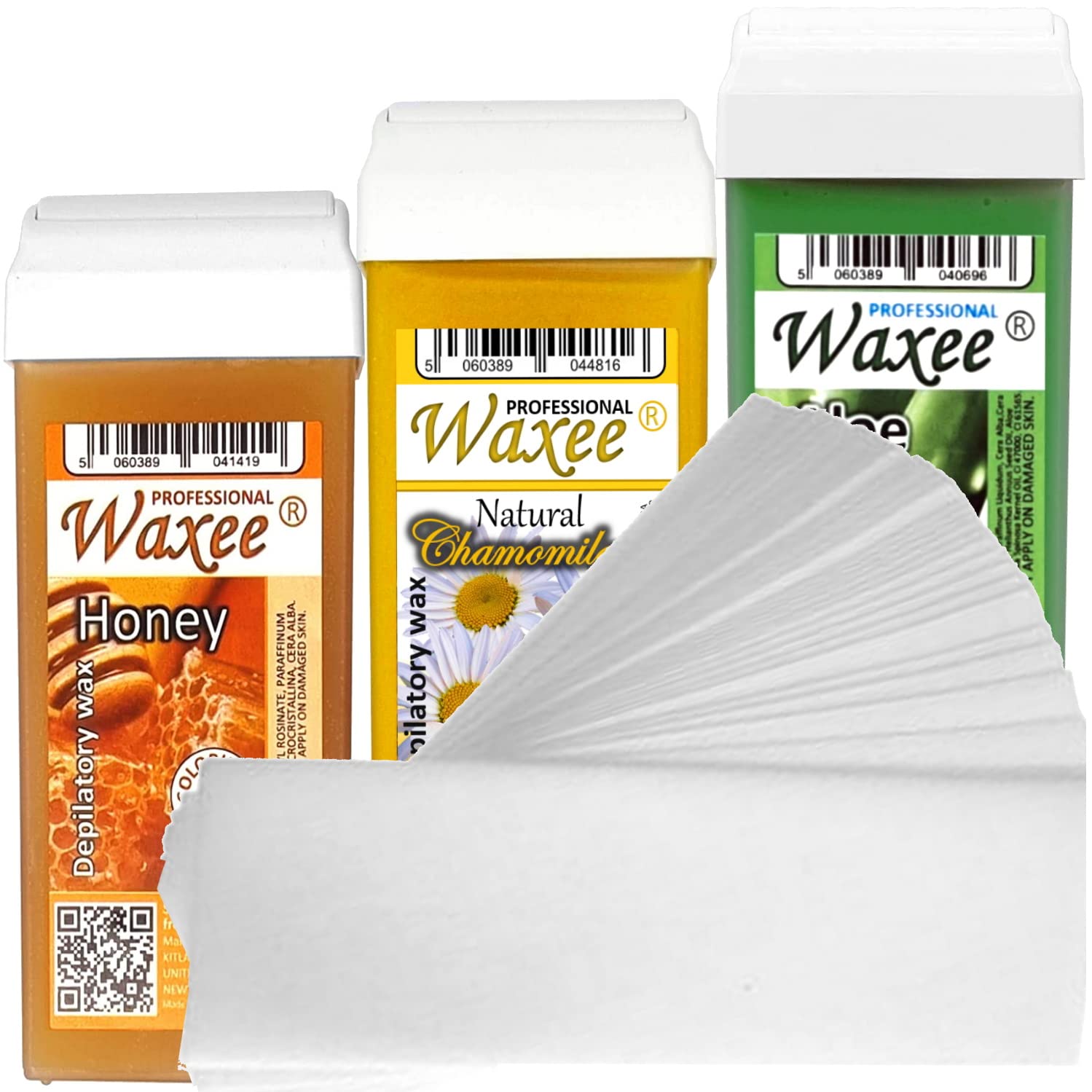 Waxee3 x 100ml roll on roller wax cartridge + 50 waxing strips