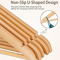 Vista 8 de ZENY Perchas de Madera Premium Paquete de 50, Perchas para Abrigos con Gancho Giratorio de 360 Grados, Perchas para Ropa para Trajes, Camisas