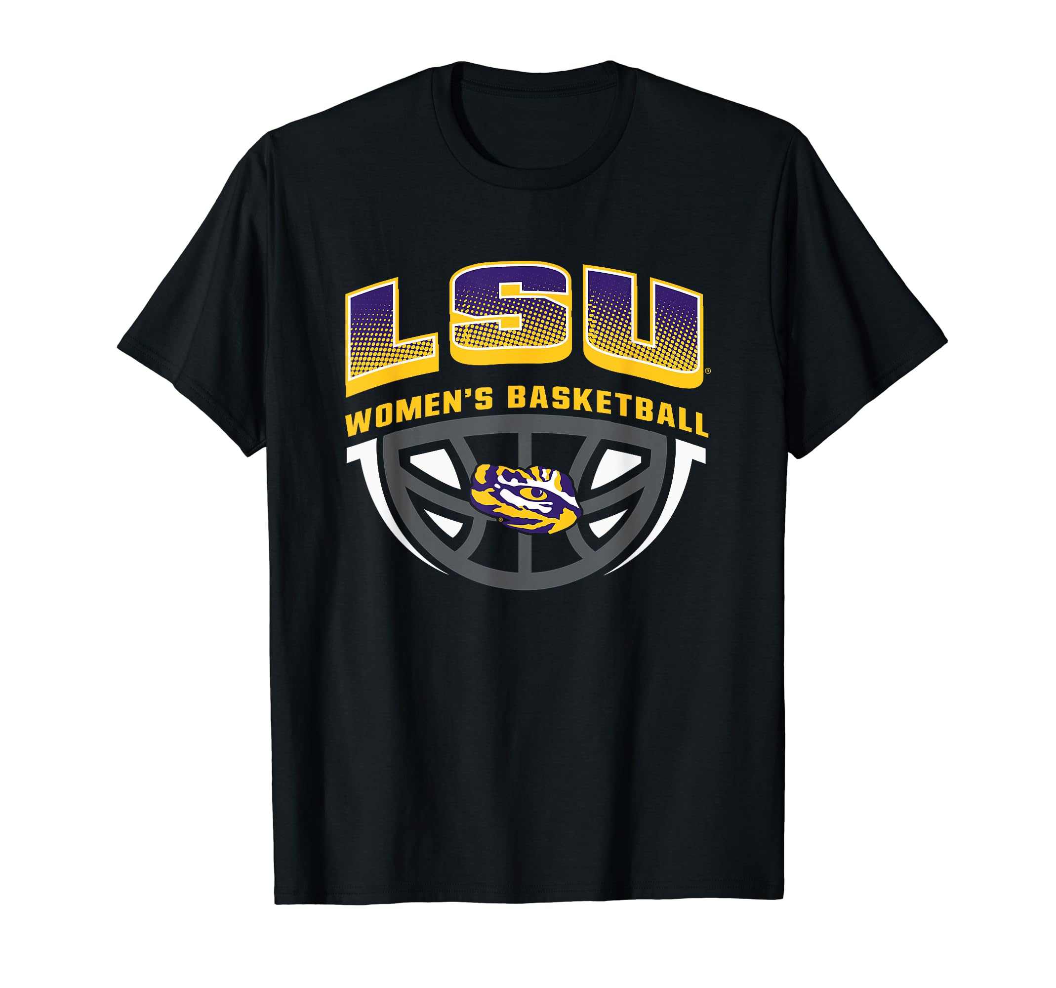 Elite Authentics LSU Tigers Women's Basketball Retro-Modern Collarless Crew Neck Short Sleeve T-Shirt - Black - Small