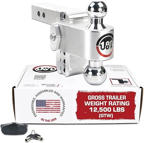Vista 9 de Weigh Safe Enganche de remolque de 180 grados, enganche de remolque ajustable para remolque, compatible con receptores de 2 pulgadas, caída de 10