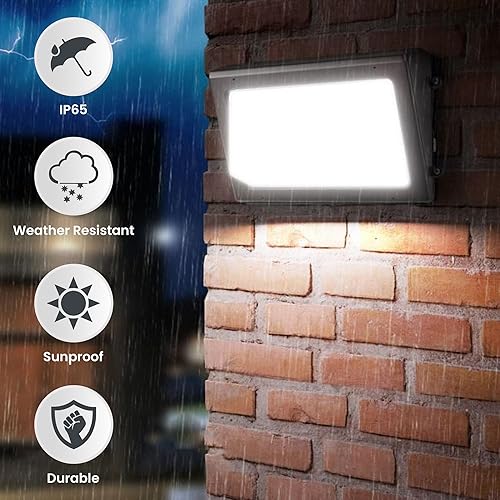 Miniatura 4 de LEDMyplace - Paquete de pared LED de 100 W con fotocélula del atardecer al amanecer, 5700 K, 14900 lm, AC120-277 V, impermeable, con certificación
