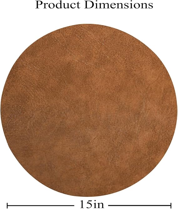 Placemats, Faux Leather Table Mats Set, Wipeable Washable PU Place-mat, Heat Resistant, Non-Slip Easy to Clean for Kitchen Dining Table (Color : Brown, Size : Circle_4)