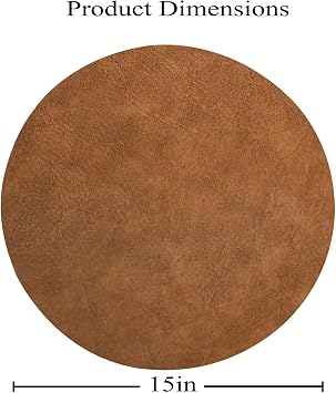 Placemats, Faux Leather Table Mats Set, Wipeable Washable PU Place-mat, Heat Resistant, Non-Slip Easy to Clean for Kitchen Dining Table (Color : Brown, Size : Circle_4)
