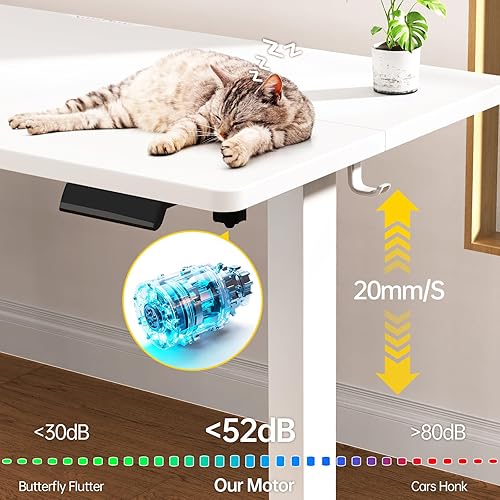 Miniatura 7 de Veken Escritorio eléctrico grande de pie de 55 pulgadas, altura ajustable, mesa de computadora de oficina en casa para estudio, almohadilla para