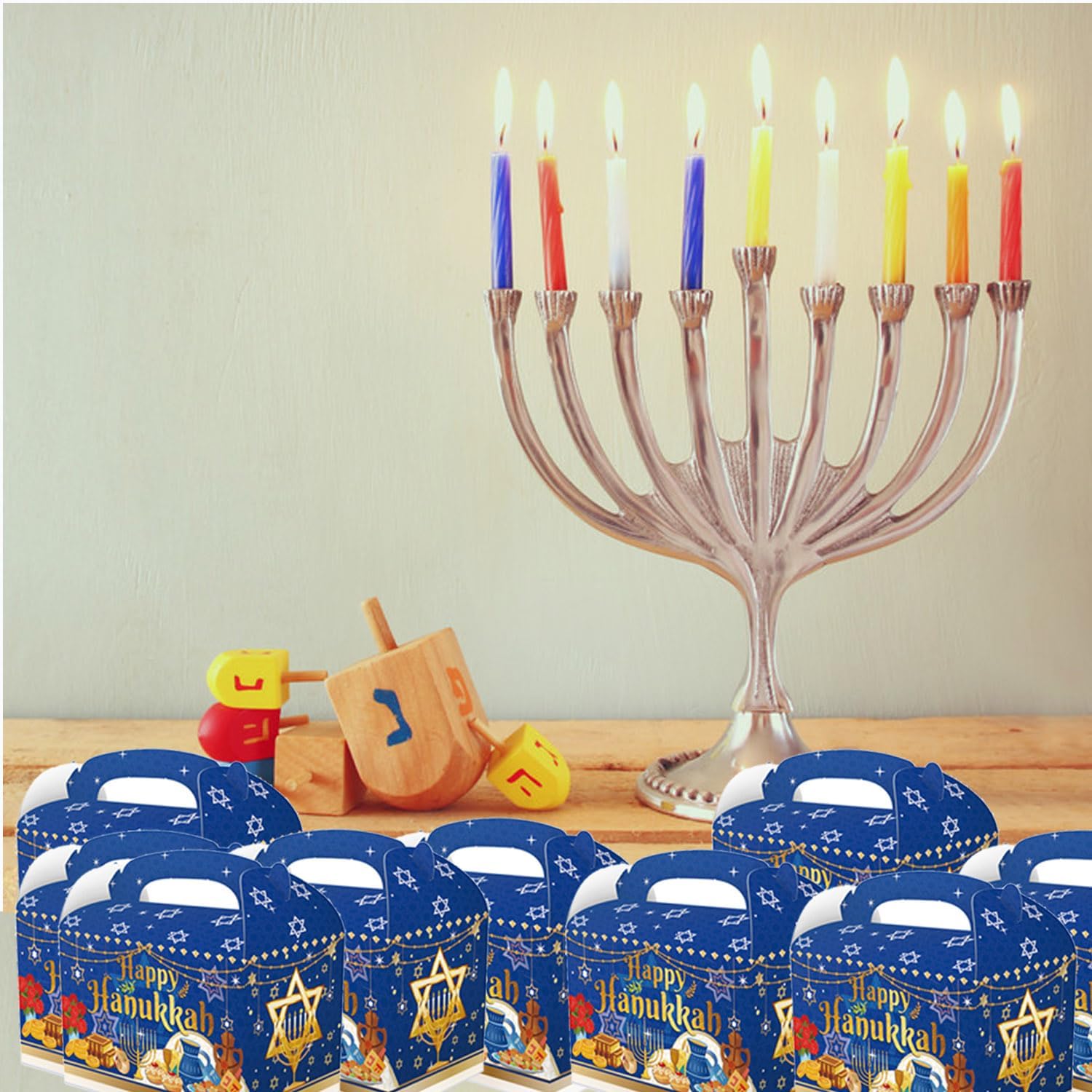 12 Pack Hanukkah Party Favors Boxes Chanukah Candy Goodie Boxes Star Light It up Menorah Gift Treat Boxes for Hanukkah Baby Shower,Birthday Party Decorations - Image 4