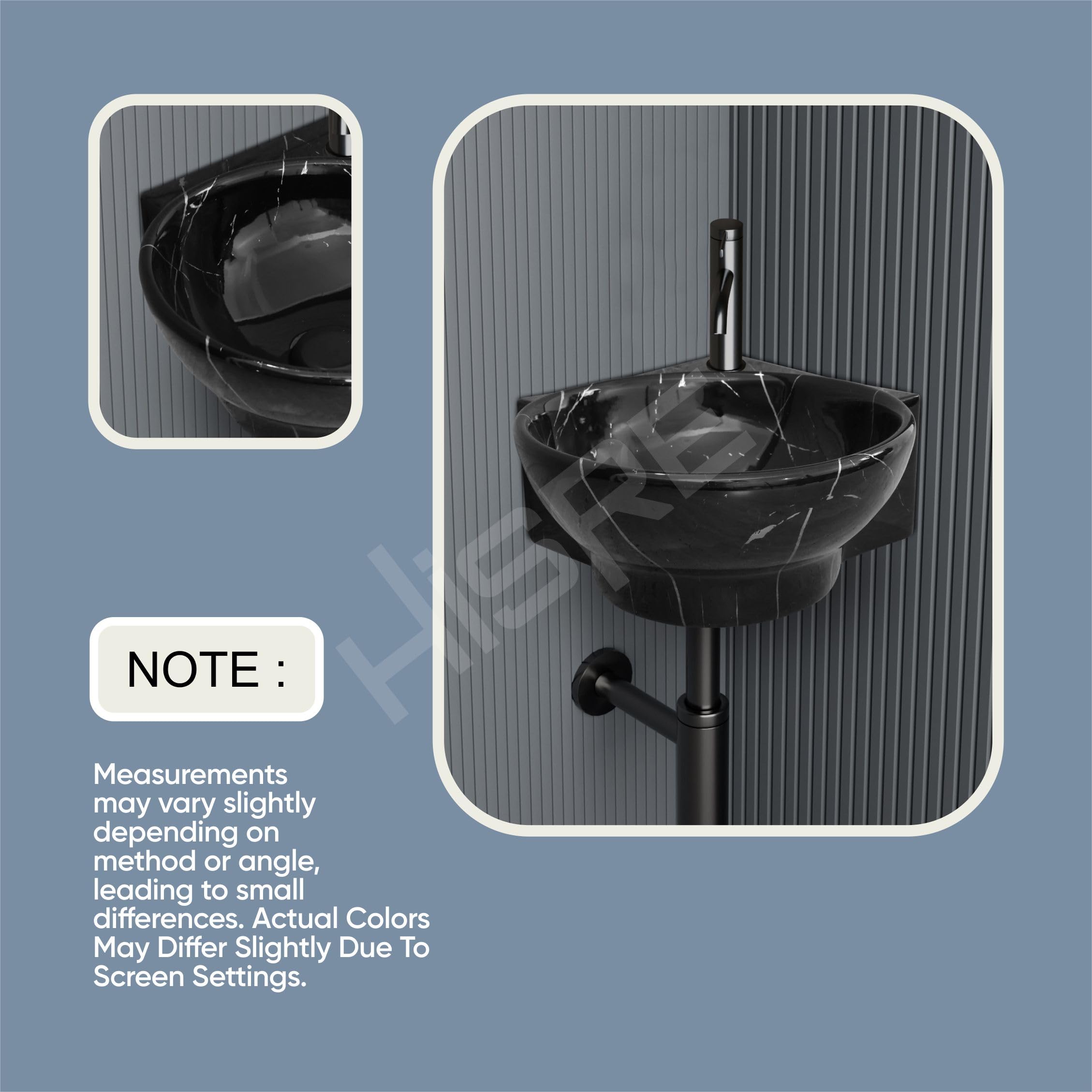 HISRE Wall Mounted Wash Basin for Bathroom | Ceramic Wash Basin Wall Hung Small Corner Wash Basin/Sink (Style - B), photo 4 of 5