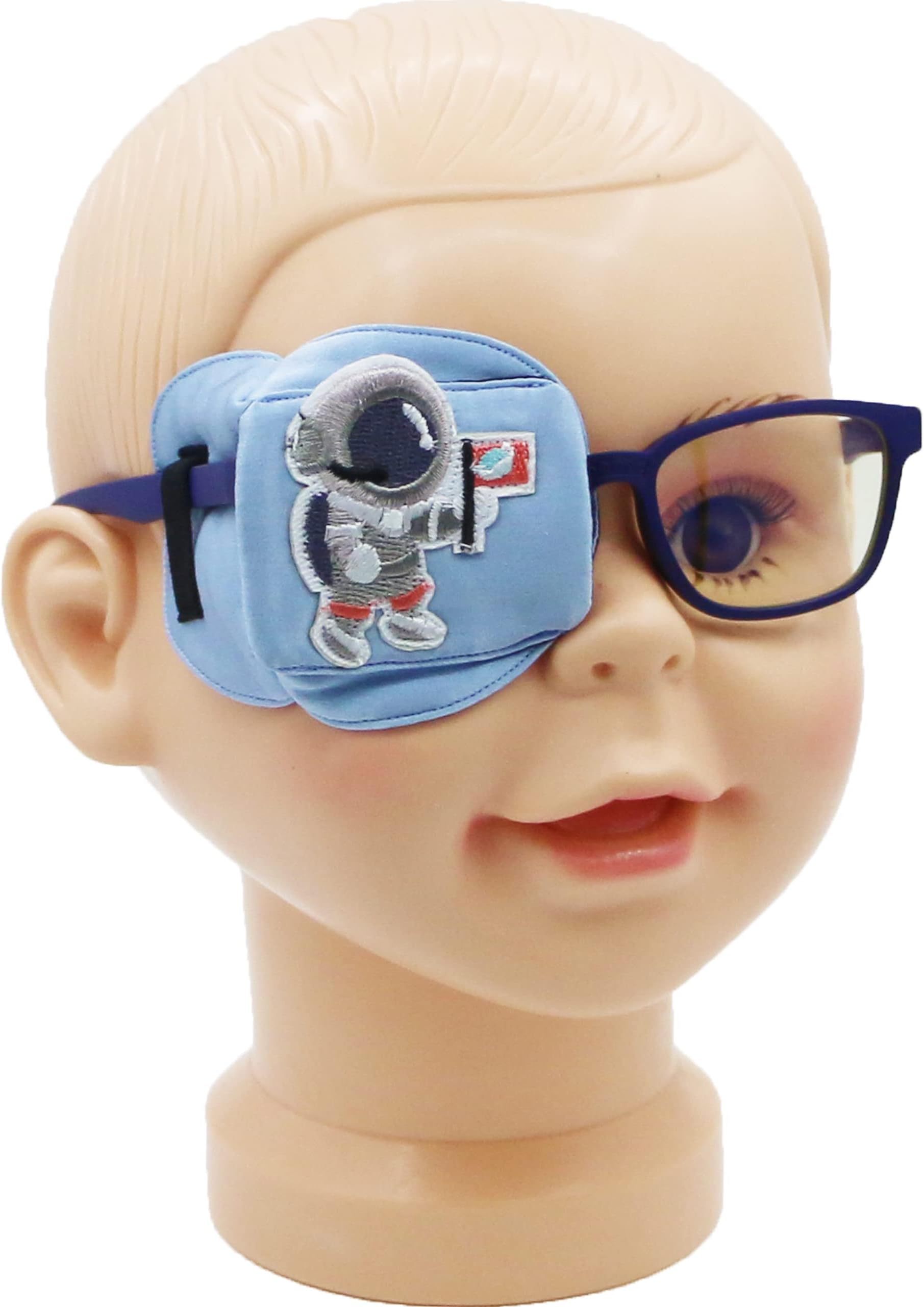 Astropic 3D Silk Eye Patch for Kids | Boys Eye Patch for Glasses | Medical Eyepatch for Children with Lazy Eye (Blue - Astronaut, Right Eye)