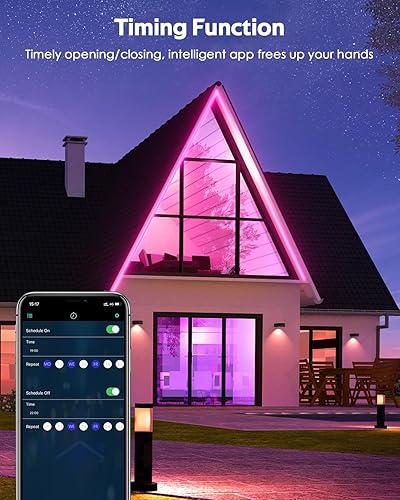 Miniatura 4 de Samsion Waterpfoof - Tira de luces de neón RGB para exteriores, 115 pies, con regulador de intensidad de neón, sincronización de música, cambio de