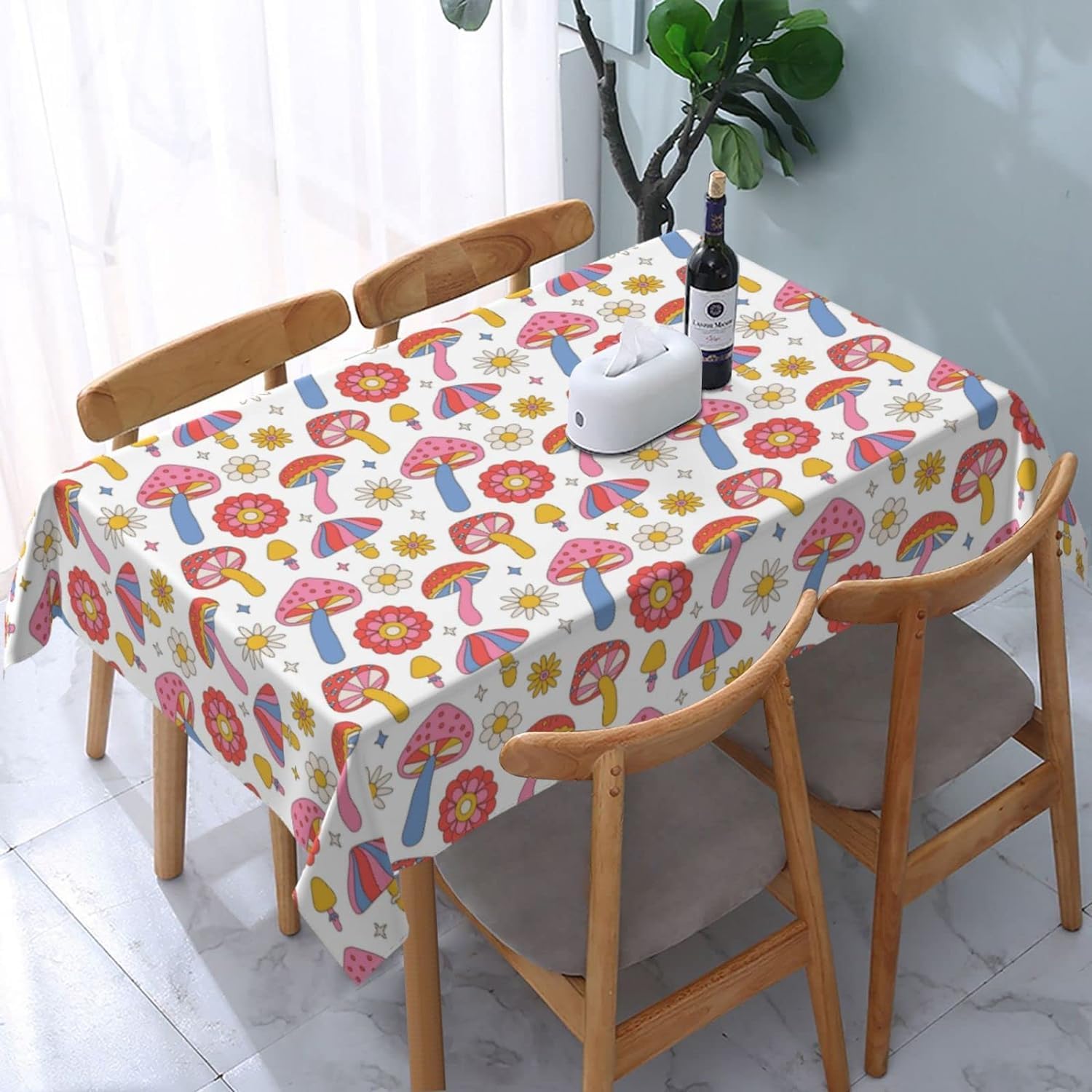 Mushrooms Table Cloth Waterproof Rectangle Tablecloth Washable Party Table Cover 54x 72 Inch for Celebration Holiday Camping Picnic Fall Decorations for Home