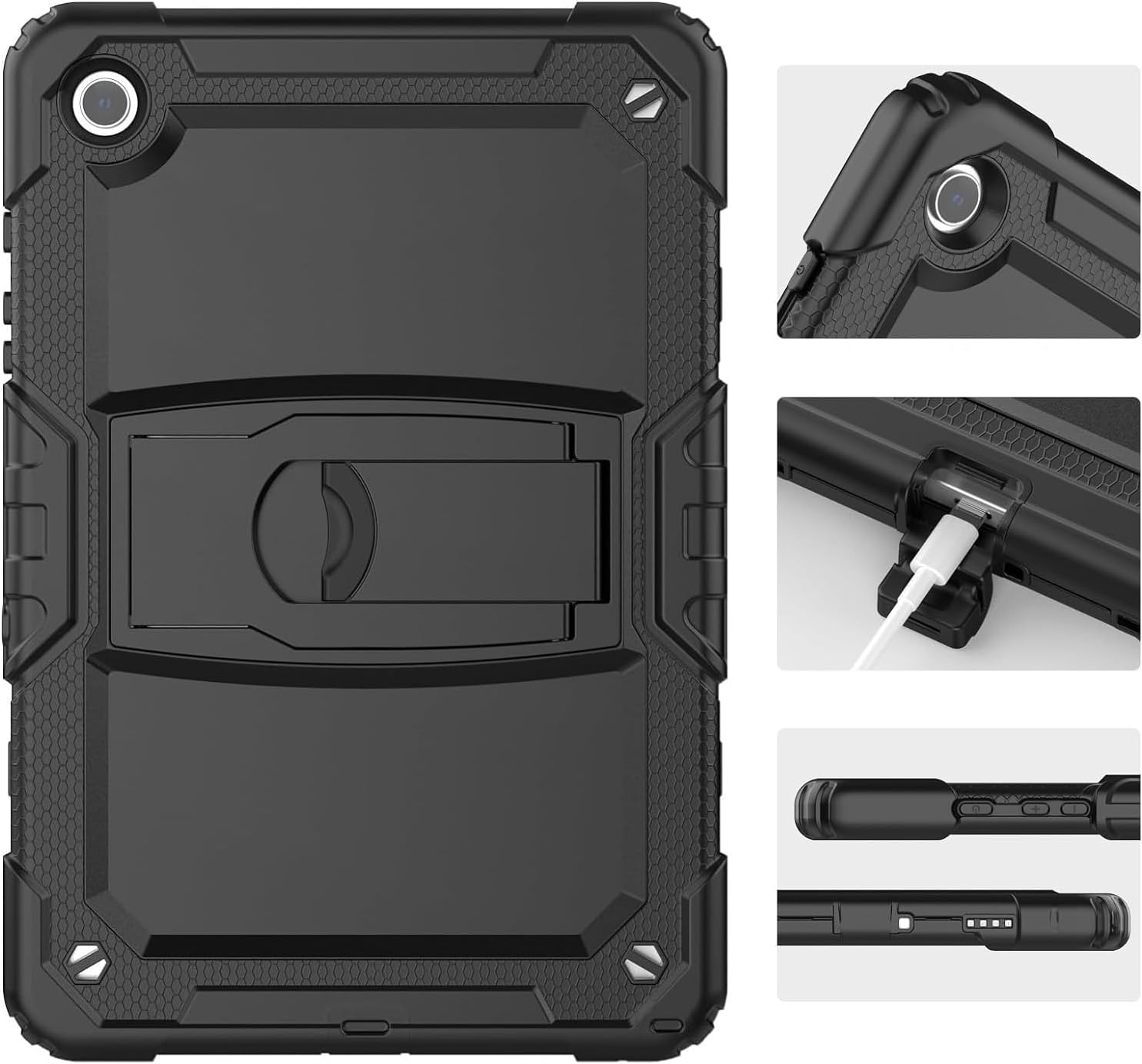 SaharaCase Defense Series Case for Samsung Galaxy Tab A9+ - Integrated Kickstand, Built-in Screen Protector, Shoulder Strap - Black