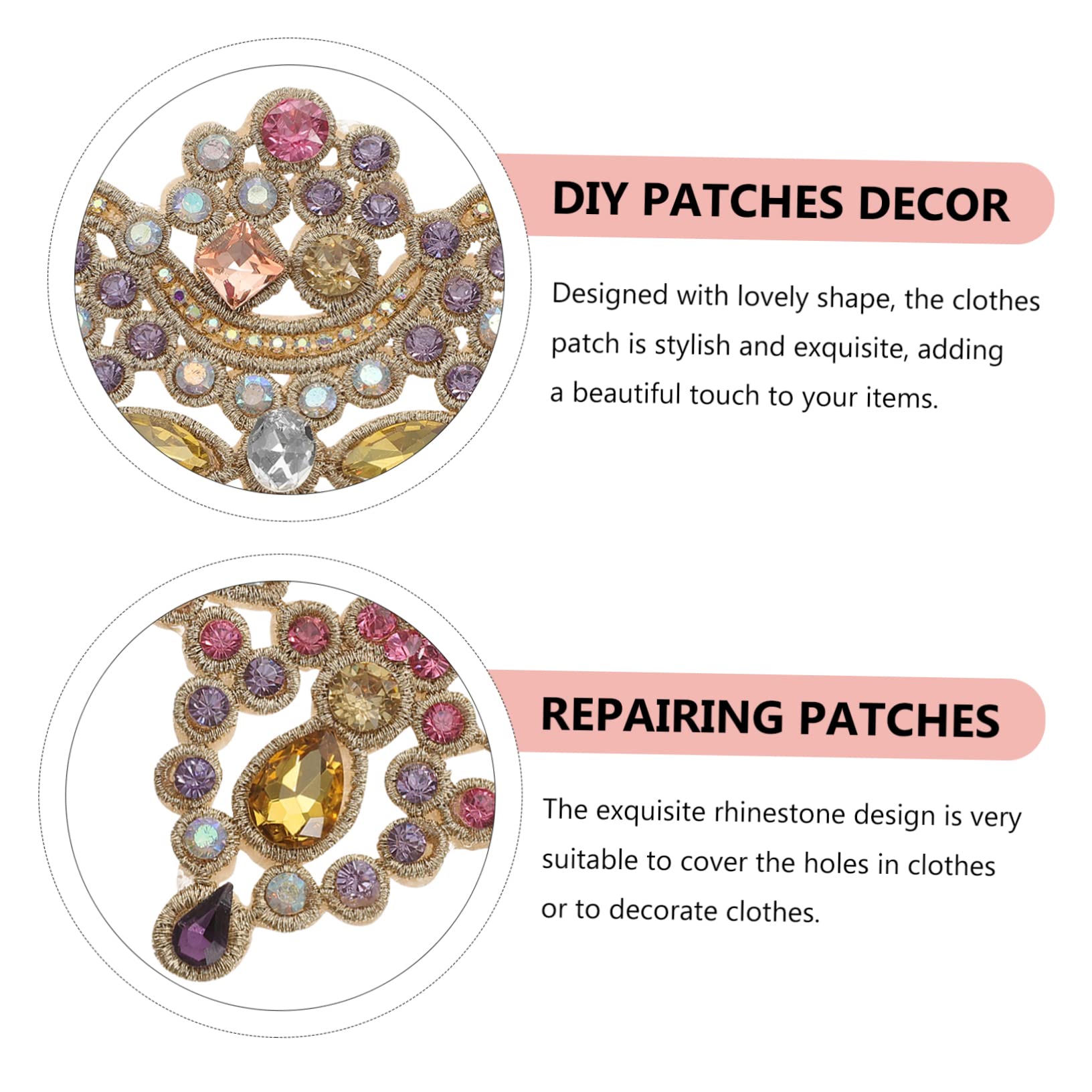 VILLCASE 5pezzi Rhinestone Applique Patch Per Abbigliamento Decorazione Termoadesiva Glitter Per Scarpe Borse e Accessori Per e Riparazioni Di Vestiti