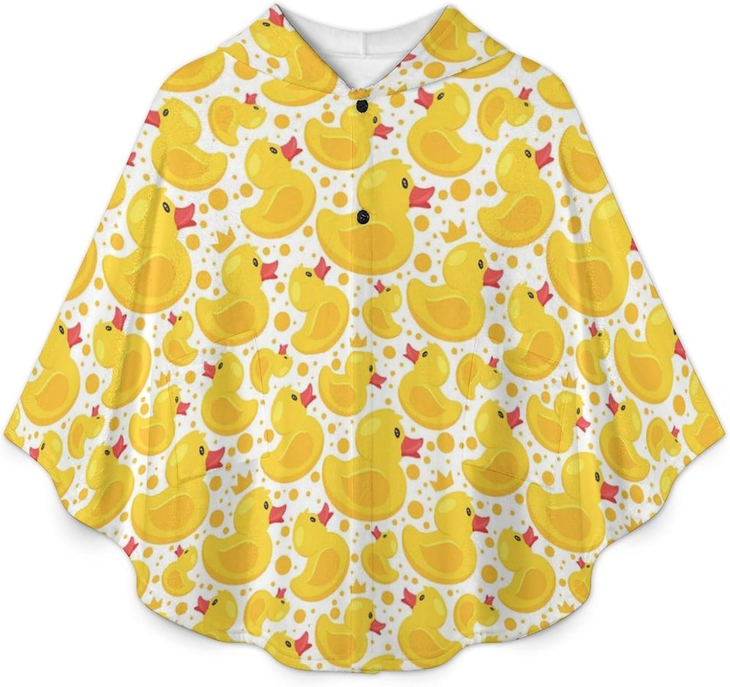 Cute Rubber Ducks Wearable Blanket with Hooded Flannel Blankets Cape with Pocket