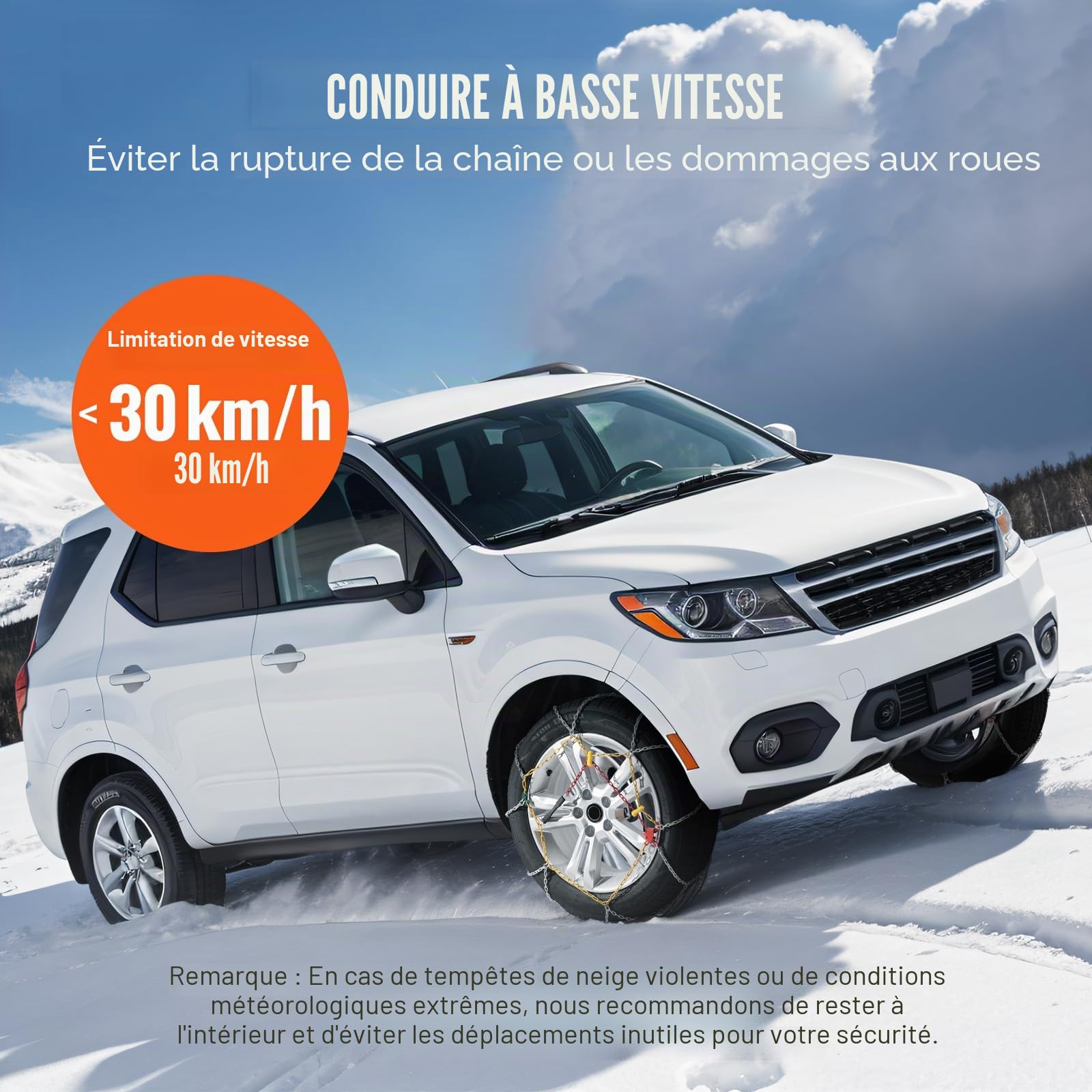 VEVOR Chaînes à Neige en Acier Allié au Manganèse, Chaînes de Pneus Antidérapantes, Compatible avec Pneu 225/70-15, 235/60-16, 235/50-18, 245/45-18, 245/45-17, pour Voitures, Camions SUV, Pickup
