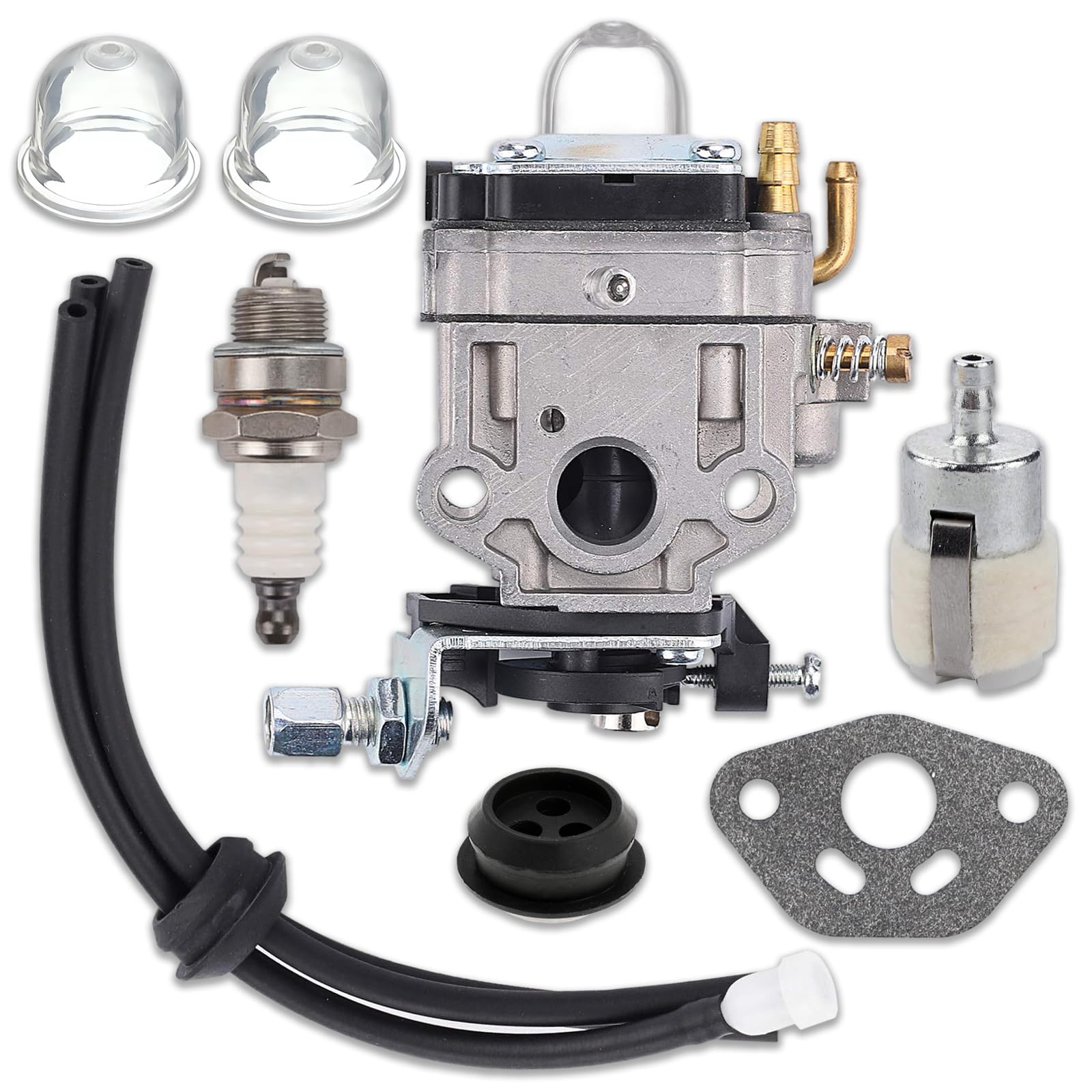 Compatible Following models: Earthquake Huskee MC43ETSC MC43TSC Tiller Cultivator Include: 1XCarburetor 1xFuel Filter 1xFuel Line Kit 1xGasket 2xPrimer Bulb 1xRubber Grommet 1xSpark Plug