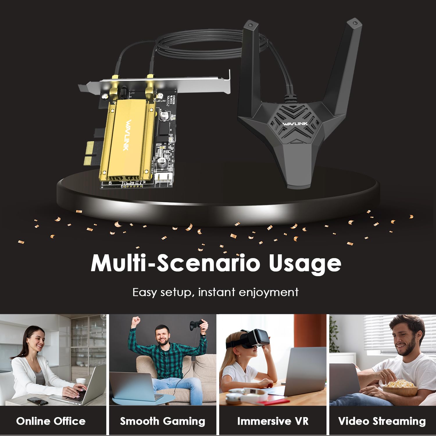 WAVLINK Carte réseau PCIE WiFi 6E AXE5400 avec Bluetooth 5.3
