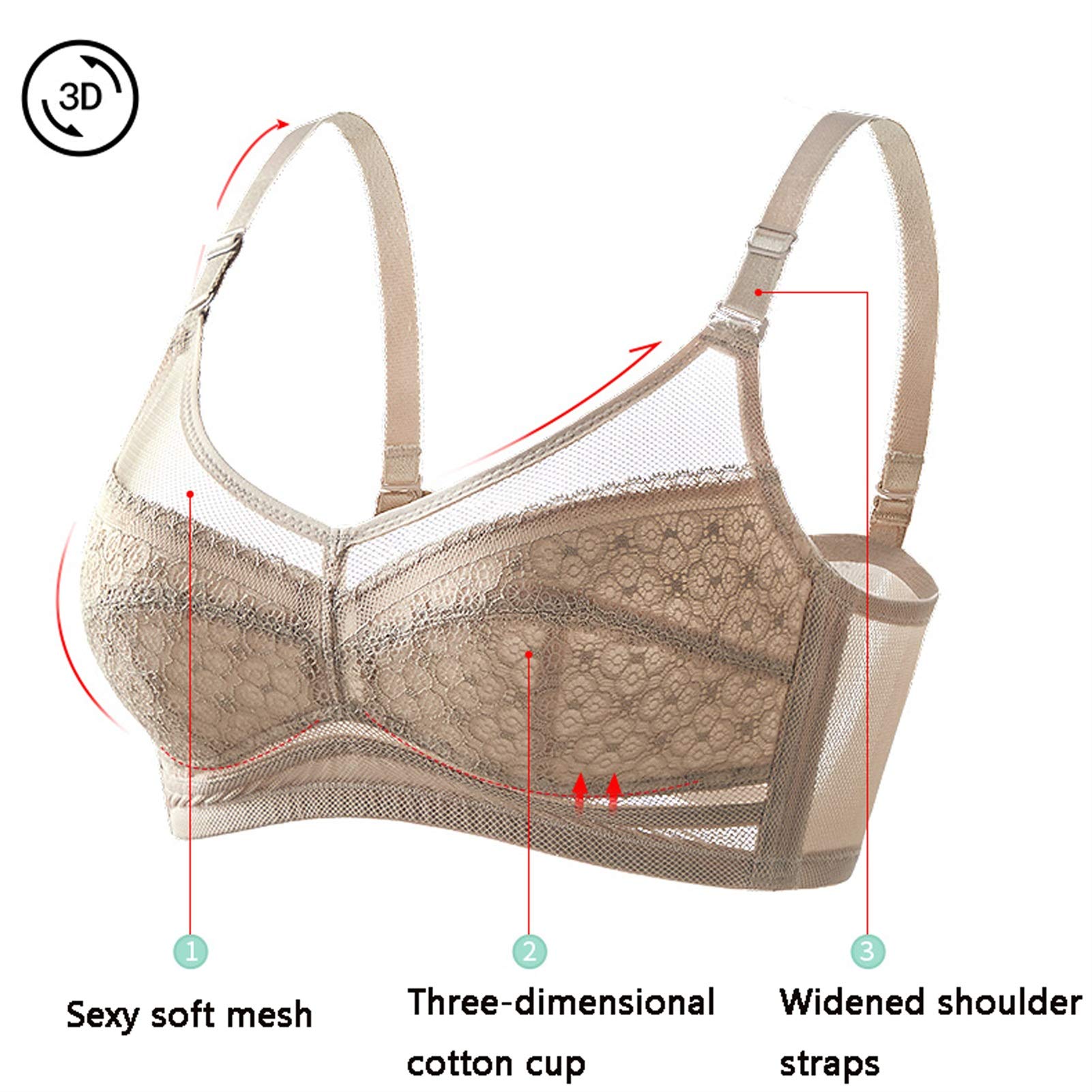 Bralette Bralette - Reggiseno imbottito senza fili, sexy per tutti i giorni, con reggiseno di base, comodo convertibile Air Bralette (colore marrone chiaro, misura: 95F)