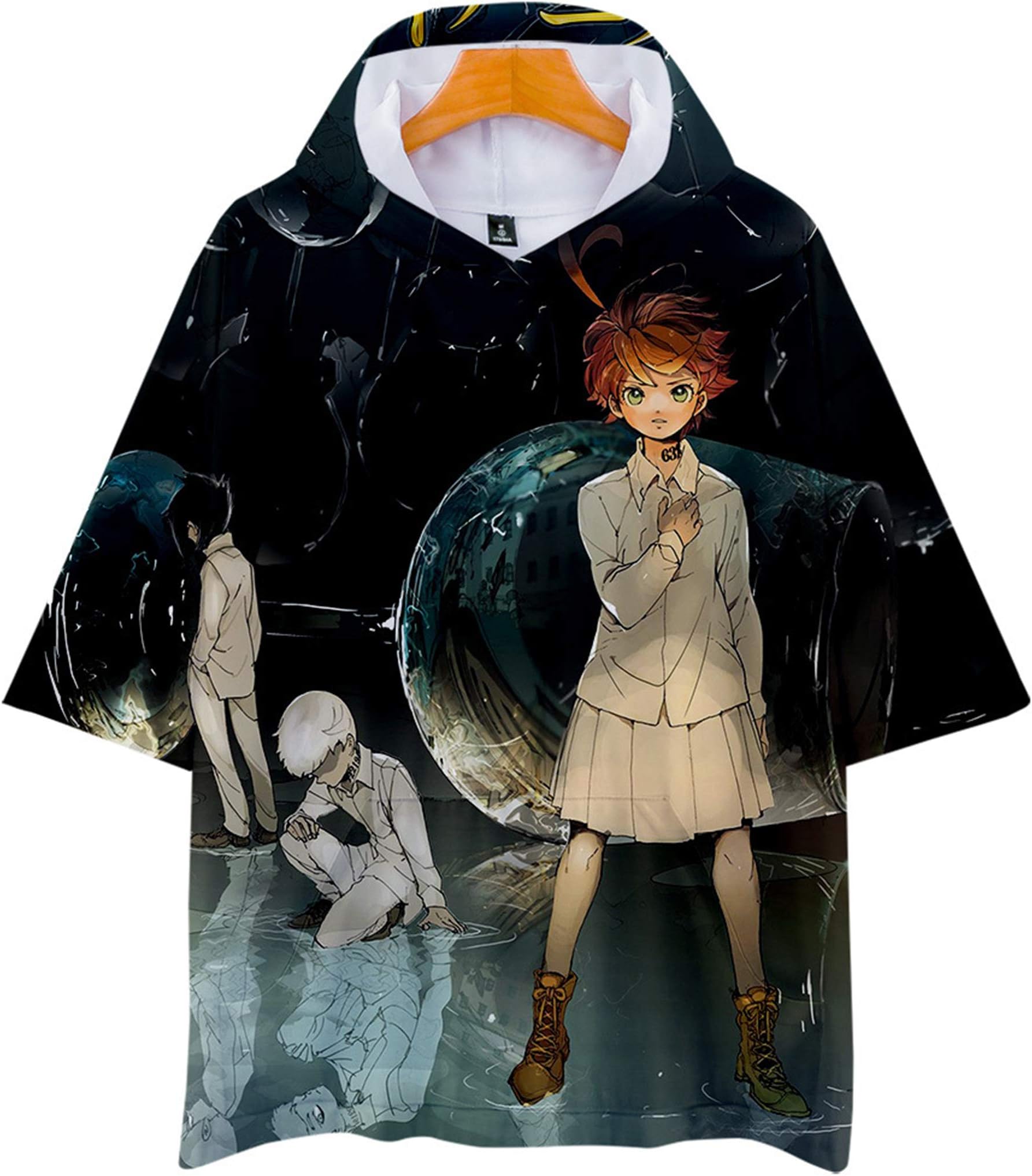 The Promised Neverland Shirt Anime Loose Hooded T-Shirt T-Shirt Top for Teens Women/Men