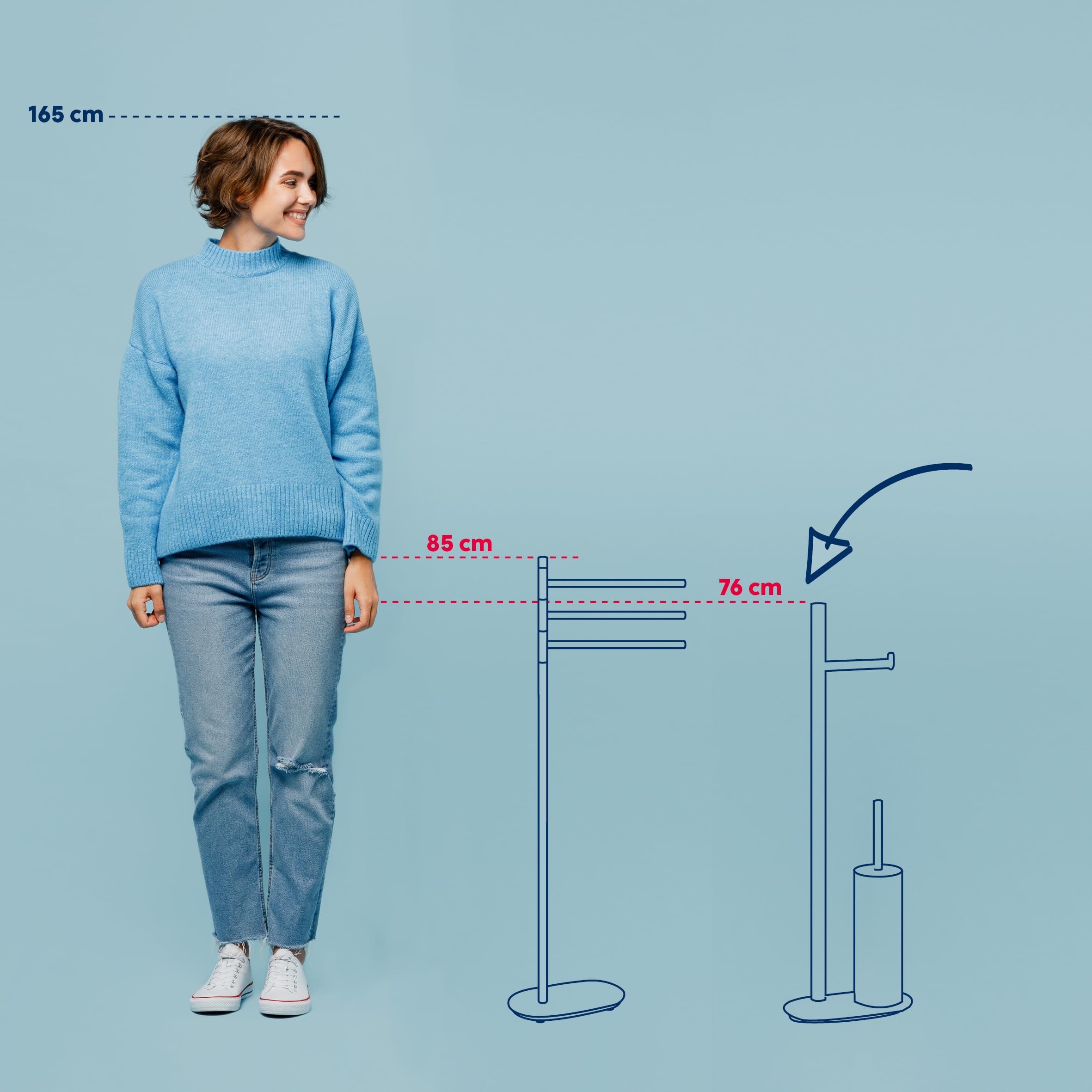 kela Set WCcon portarotolo e porta scopino 76,5 cm, scopino con porta scopino chiuso LUCIDO, acciaio inossidabile lucido