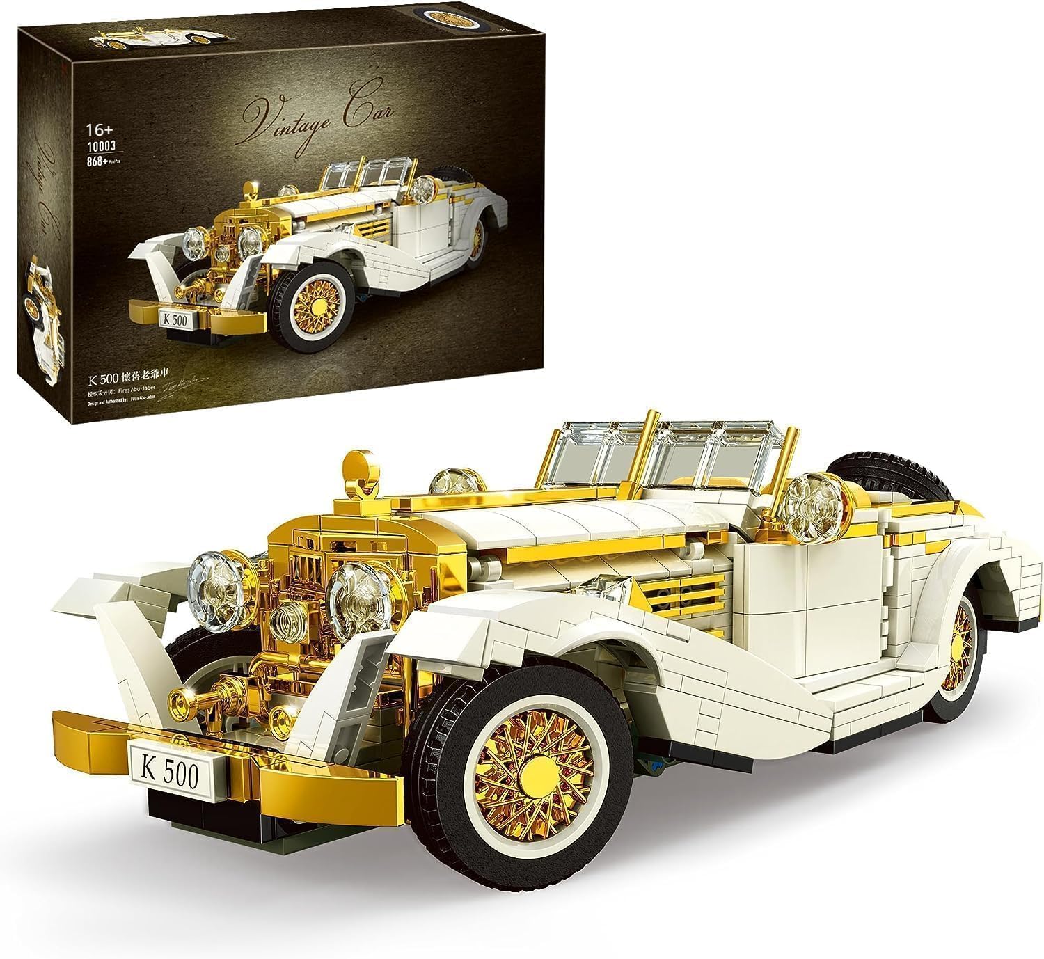 APRILA Technic Sports Car K500 Building Block Kit, 868 pcs Car Collectible Vehicle Construction Set, Vehicles Classic Nostalgic Vintage Building Brick, Compatible with Major Brands
