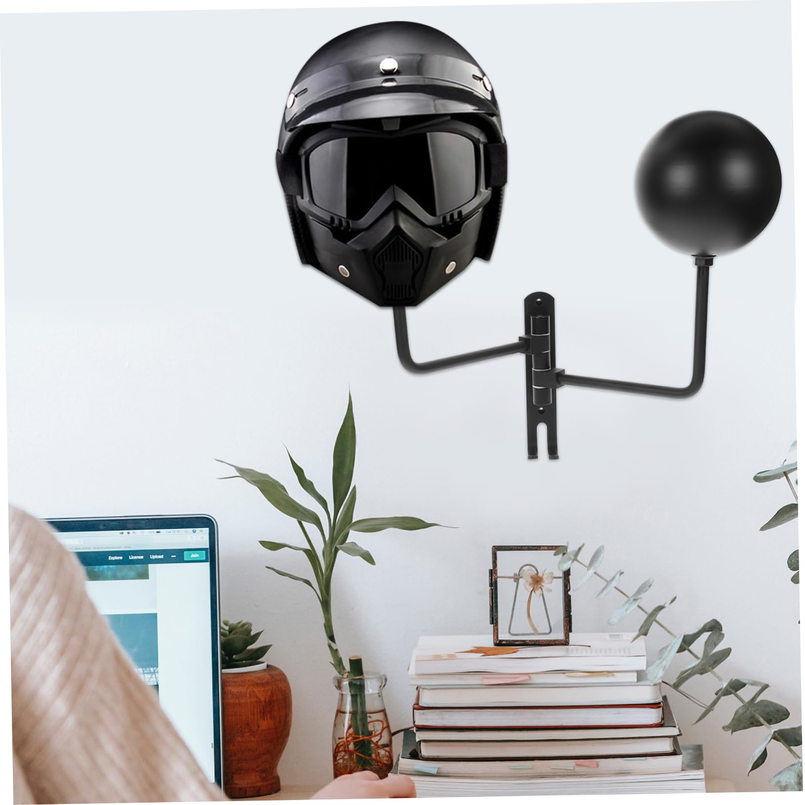 MAGICLULU Soporte de Pared para Colgar Cascos de Acero Inoxidable Negro | 1 Juego, Montaje en Pared, para Garaje de Bici y Espacios de Almacenamiento, Incluye Soporte Doble