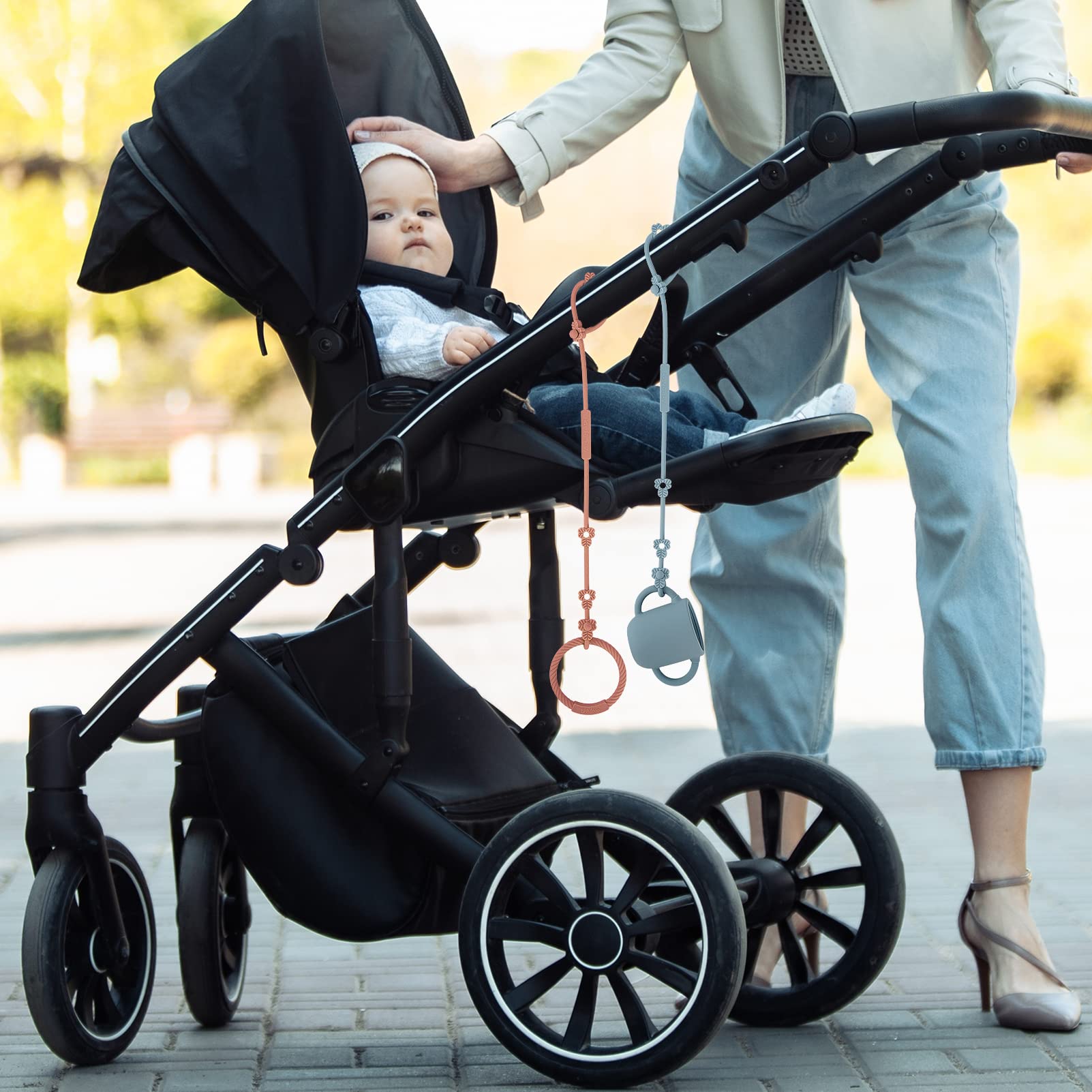 Cinghie Portabicchieri Per Bambini - Set Da 2 In Silicone Alimentare, Per Carrozzina E Seggiolino - Foto 5