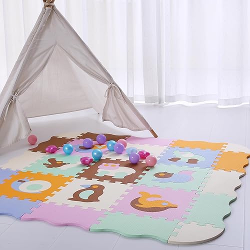 Miniatura 7 de Tamiplay Tapete de juego de espuma para niños, 25 piezas de rompecabezas cuadrado entrelazado, tapete de juego para bebé, tapete de juego de espuma