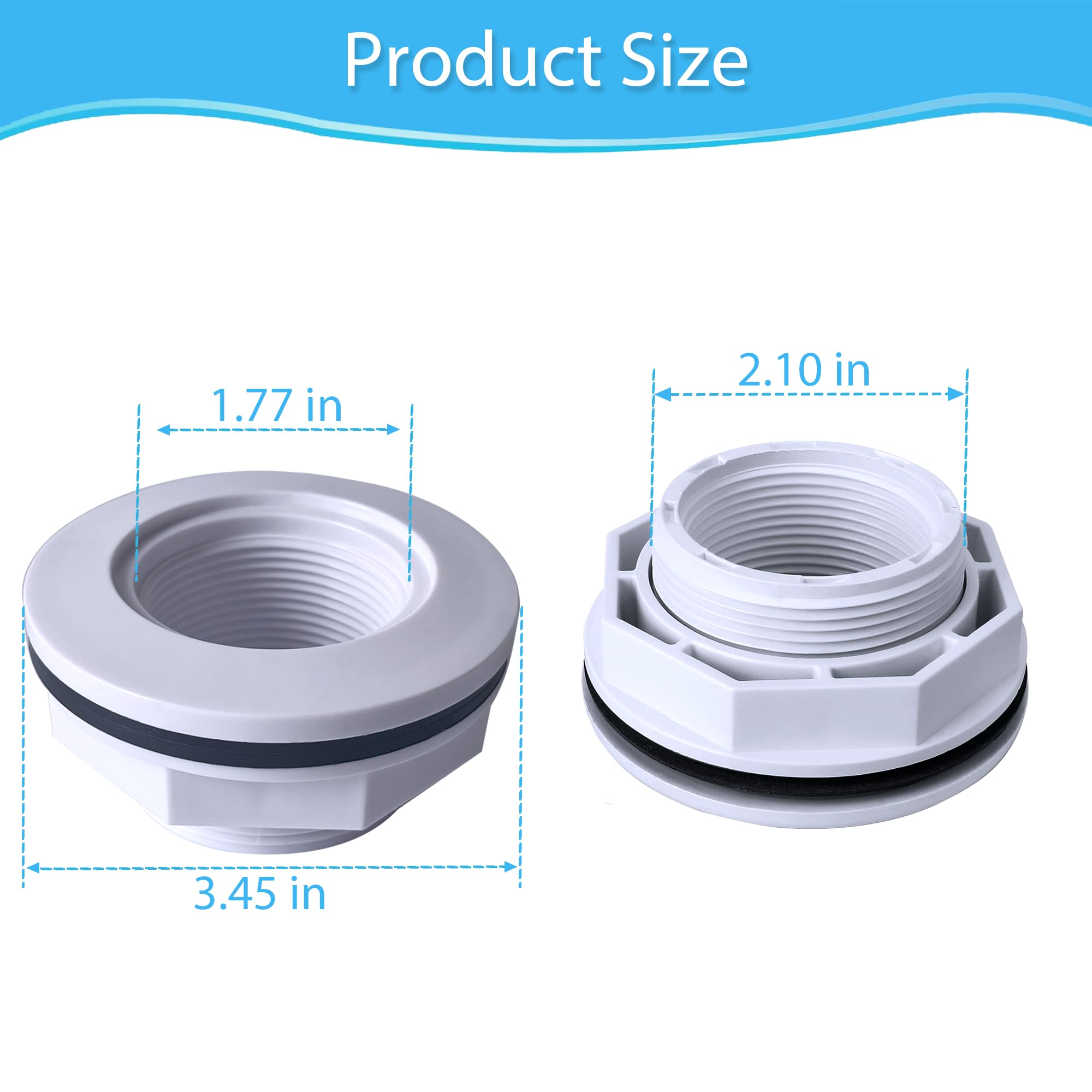 Raccordo di ritorno per ingresso piscina fuori terra da 1 1/2" con guarnizione a dado di bloccaggio Famale Inlet Pipe (FIP), filettatura di ricambio esatta per Hayward SP1023, raccordi di