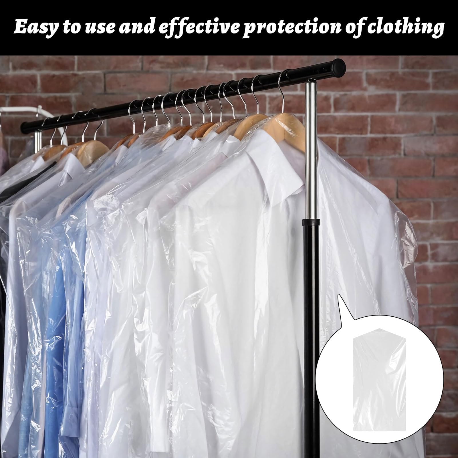 20Pcs Plastic Clothes Covers Garment Bags for Hanging Clothes,35.4x 23.6inch Suit Cover,Sheer Dry Cleaning Bags Dust-proof Clothes Covers for Skirt Coat Suit Jacket (20) - Image 4