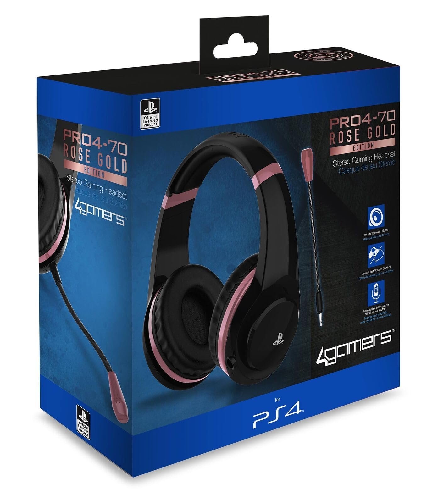 Cuffie Auricolari Pro4-70 Officialmente Licenziate PS5/PS4 Oro Rosa - Dettaglio