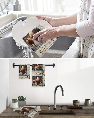 Miniatura 6 de Kitchen Towel 2 Packs Cotton Waffle Weave, Merry Christmas 16 x 24 Inch Absorbent Quick Drying Dish Towels Clothes for Kitchen Living Room Washable