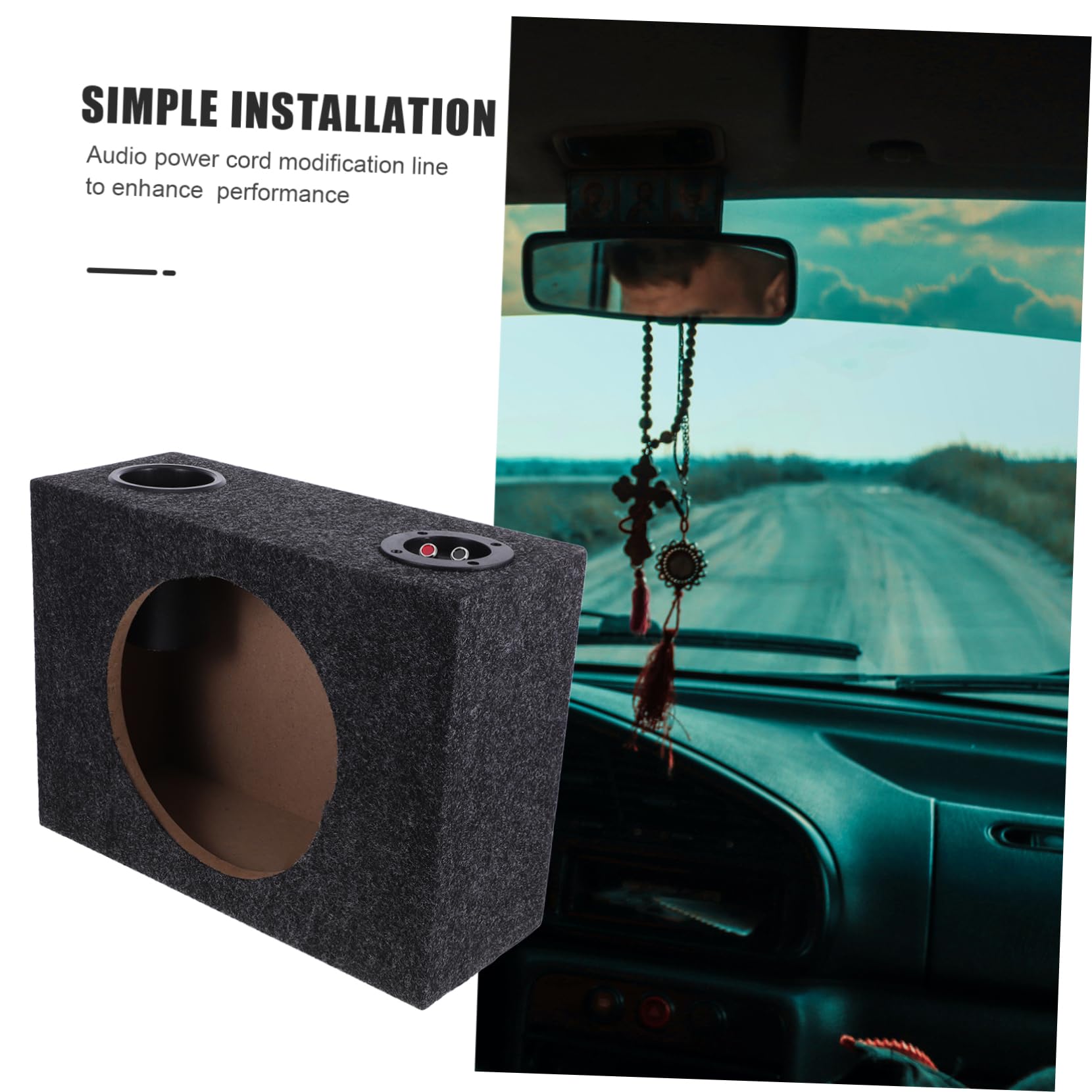 ULTECHNOVO Caja para Subwoofer Cargada de Coche 10 Pulgadas Ultrafina Madera y Abs Sistema de Audio para Automóvil Instalación Rápida y Compatibilidad