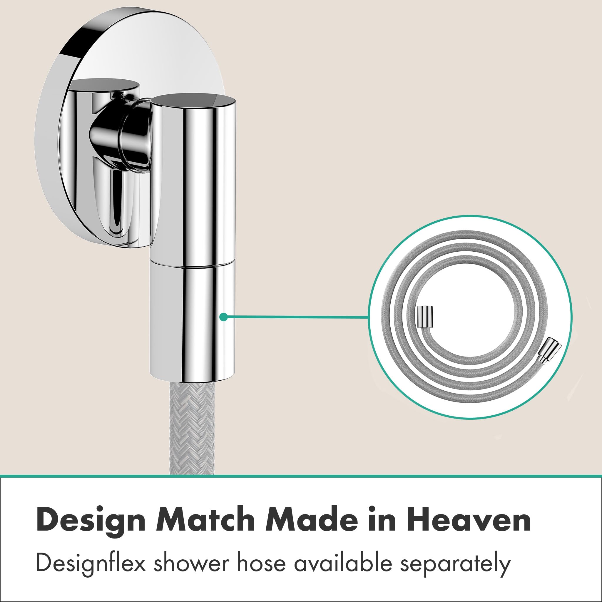 hansgrohe FixFit Fine S - podłączenie węża prysznicowego, przyłącze ścienne z zaworem zwrotnym, przyłącze węża, kąt podłączenia węża, chrom, 28882000