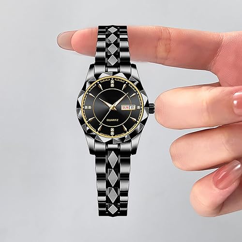 Miniatura 5 de BESTKANG Reloj de pulsera clásico para mujer, de lujo, impermeable, con calendario, acero inoxidable, de cuarzo, para mujer