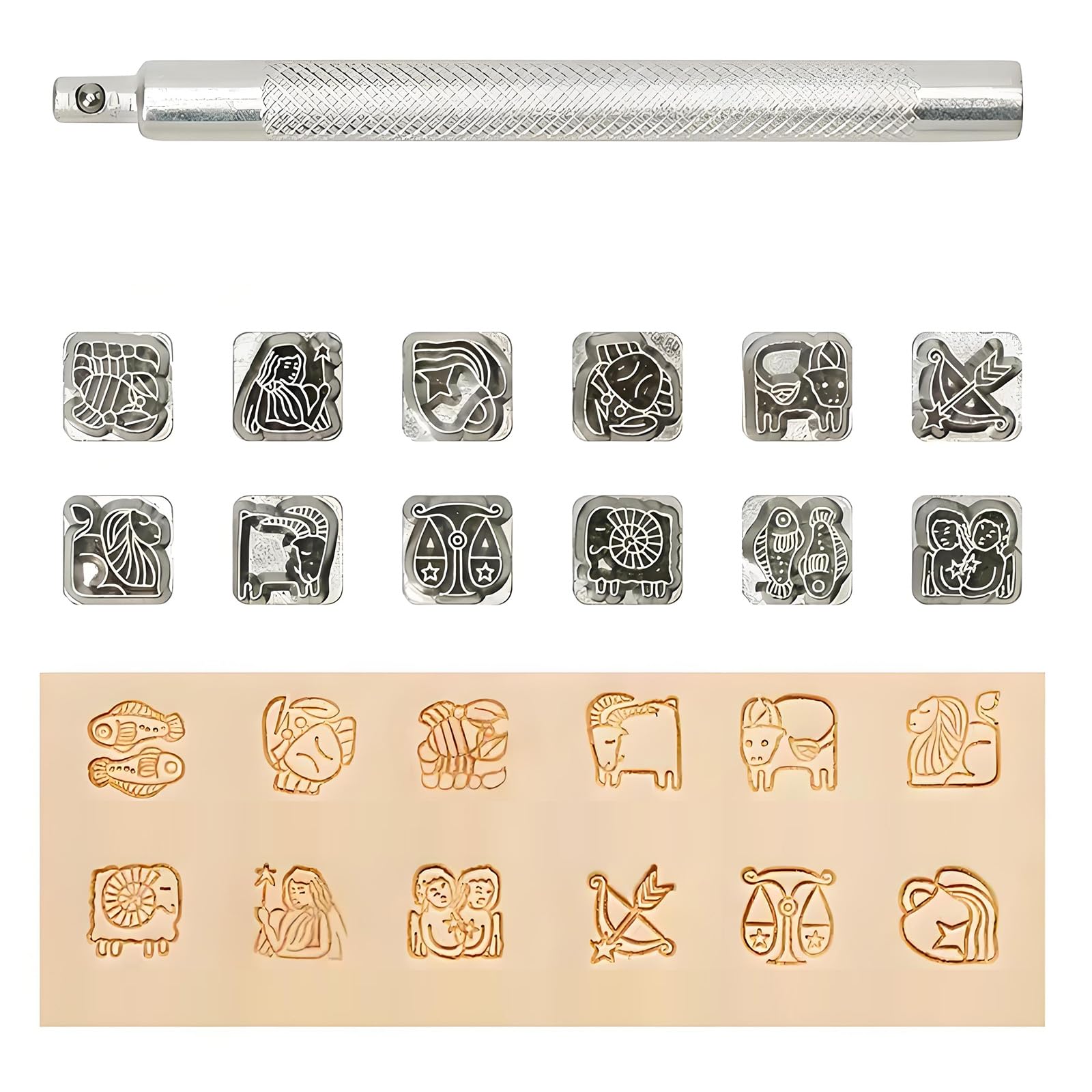 Oxxggkao Constel1ation 12 Pattern Leather Stamping Set Sturdy Kirsite Kirsite Leather Tool