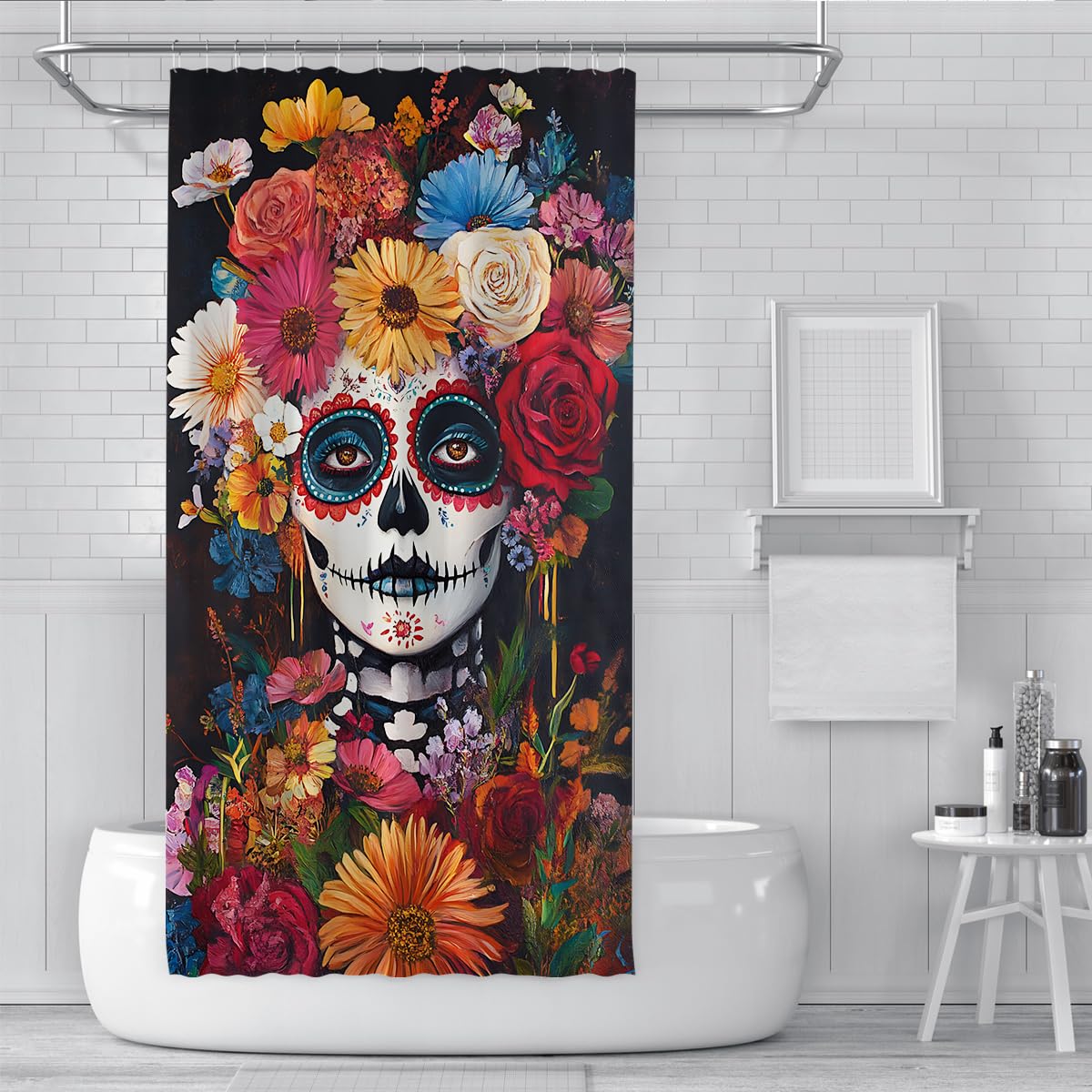 Sugar Skull Duschvorhang Gothic Halloween Badezimmer Deko 150x200cm