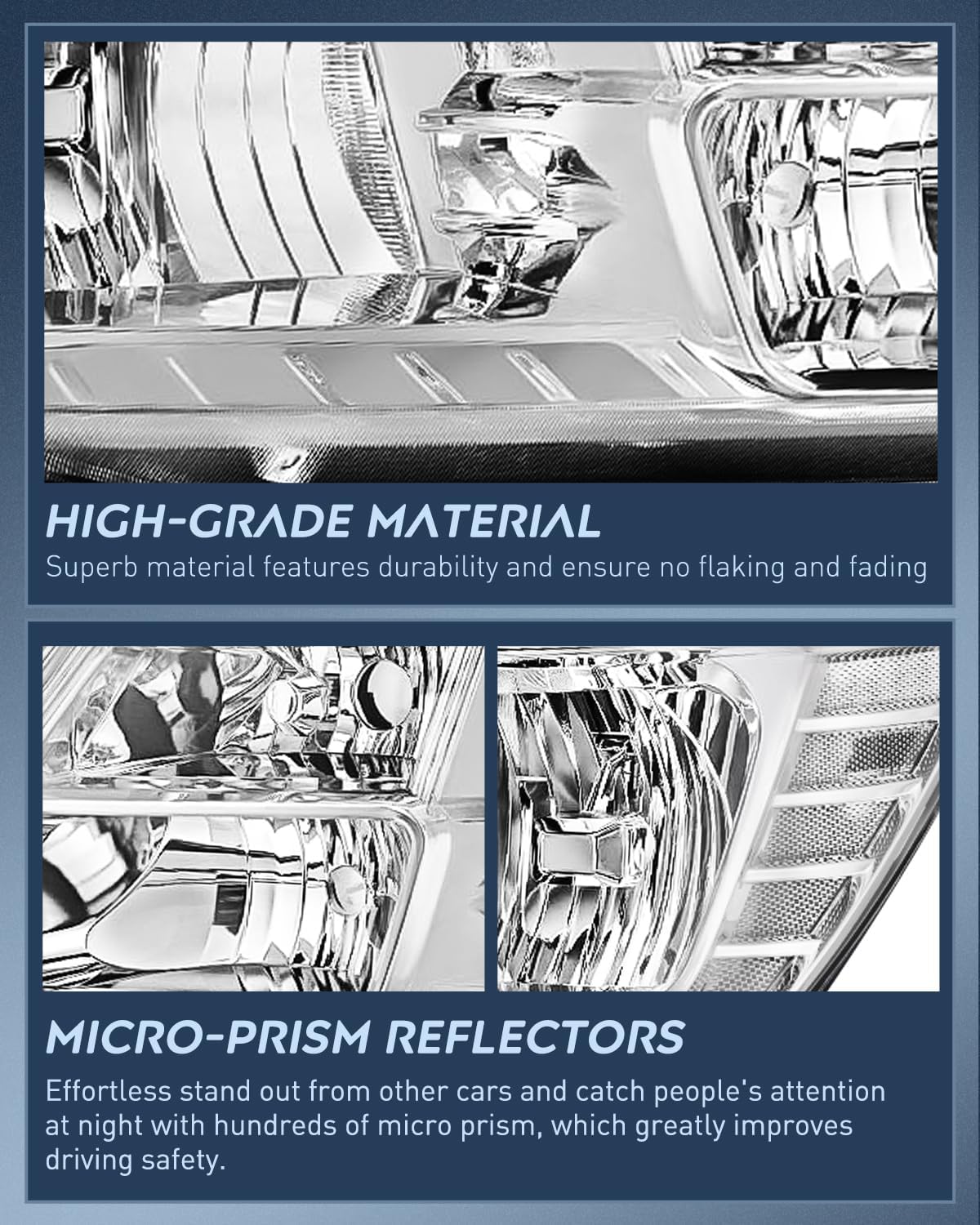 Nilight Headlight Assembly Compatible with 2009 2010 2011 2012 2013 2014 2015 2016 2017 2018 2019 2020 Dodge Journey Chrome Housing Clear Reflector Headlamp Passenger and Driver Side