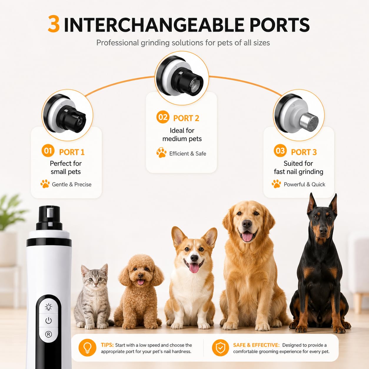 Silent Pet - Tagliaunghie Pro 2026, con luce LED e 3 impostazioni di velocità, adatto per unghie spesse e lunghe (1 + 2 testine di ricambio)
