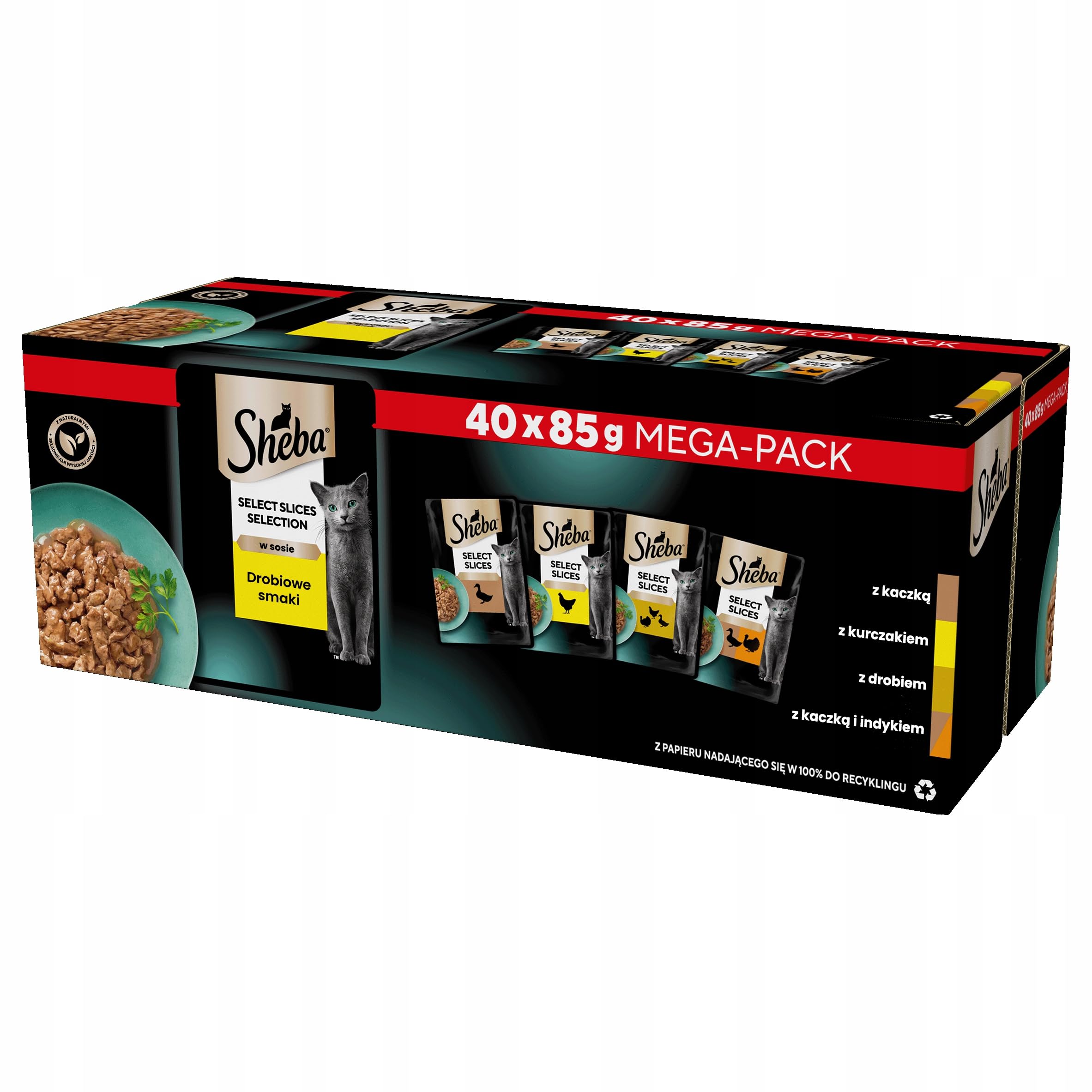 Sheba Selection Mini filets karma dla kotów mokra w sosie, drób, wariacja, 120 porcjowanych woreczków po 85 g (opakowanie 3 szt.)