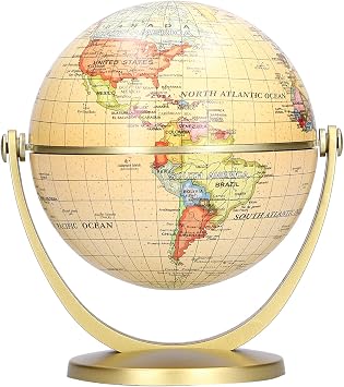 Mini World Map Globe English Edition Desktop Rotating Earth Geography Globe Teaching Tool Premium Material Discover the World At