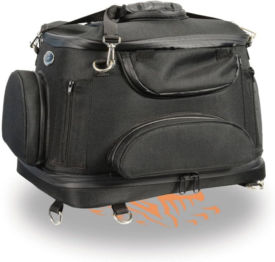 Milwaukee Performance MP8103 Large Black Heavy Duty Textile Motorcycle Pet Carrier Sissy Bar Bag - One Size