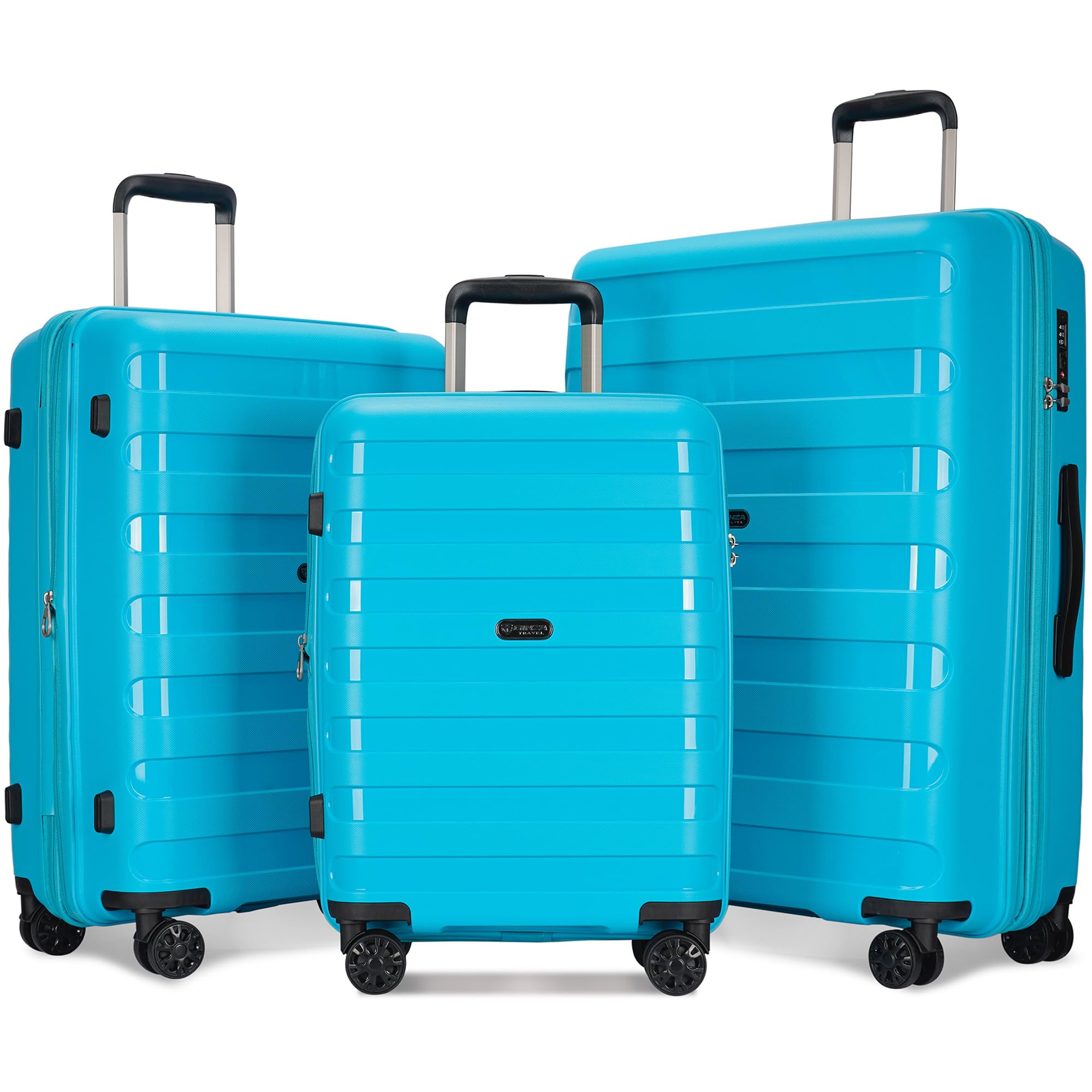 GinzaTravel 3-piece set double seal Anti-scratch luggage PP material, expandable(?all 20 24 28), Super light suitcase