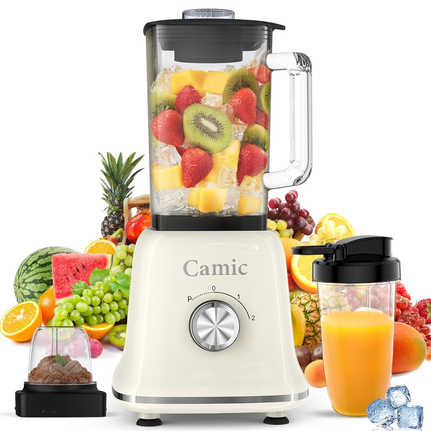 Glass Blenders for Kitchen with 750W 54Oz Countertop Blender Glass Jar Food Processor Combo BPA-Free Blender for Smoothies