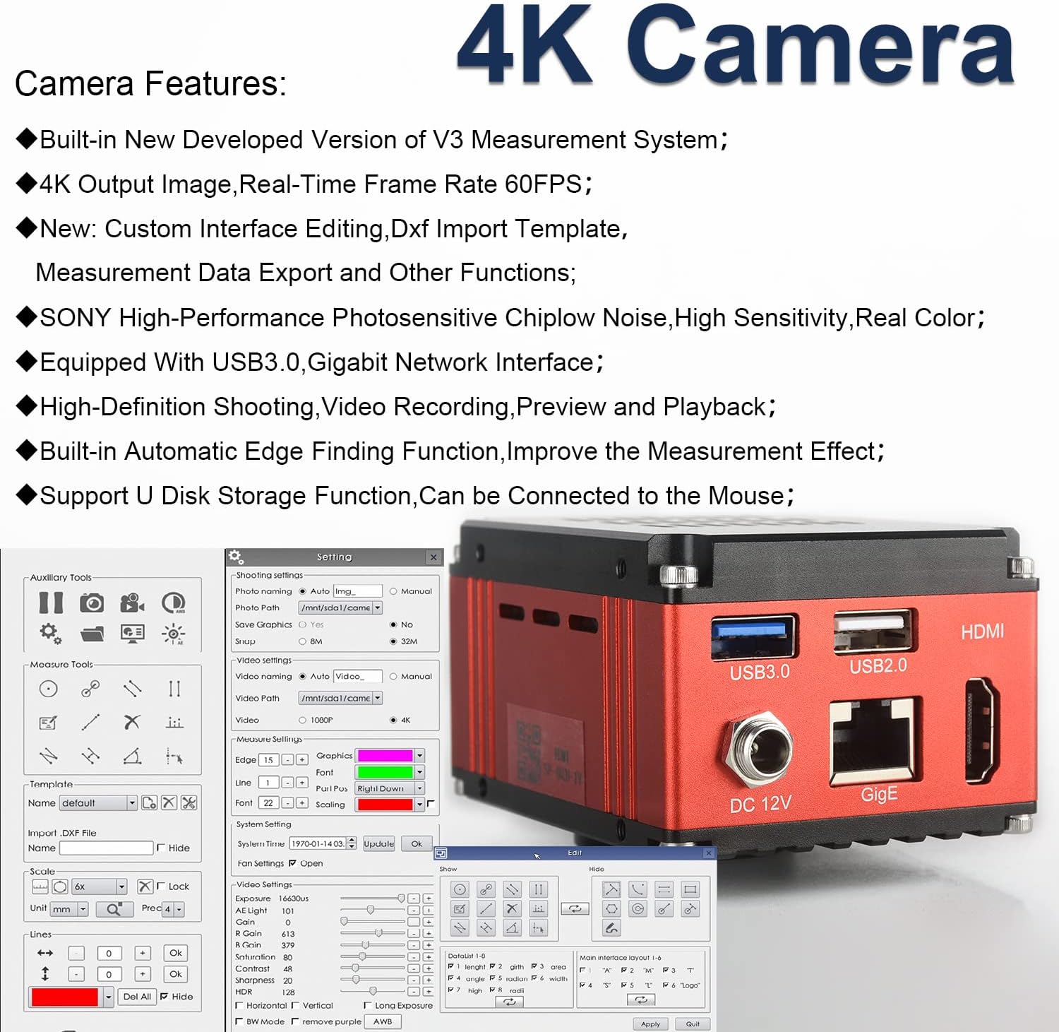 193X-1935X Trinocular Light and Dark Field Metallographic Microscope 4K HD Imaging Supports Measurement,Photography and Video Recording