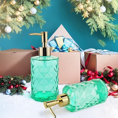 Miniatura 2 de Dispensador de jabón verde para baño, dispensador de jabón líquido de manos verde esmeralda recargable con bomba de plástico ABS para baño, jabón de